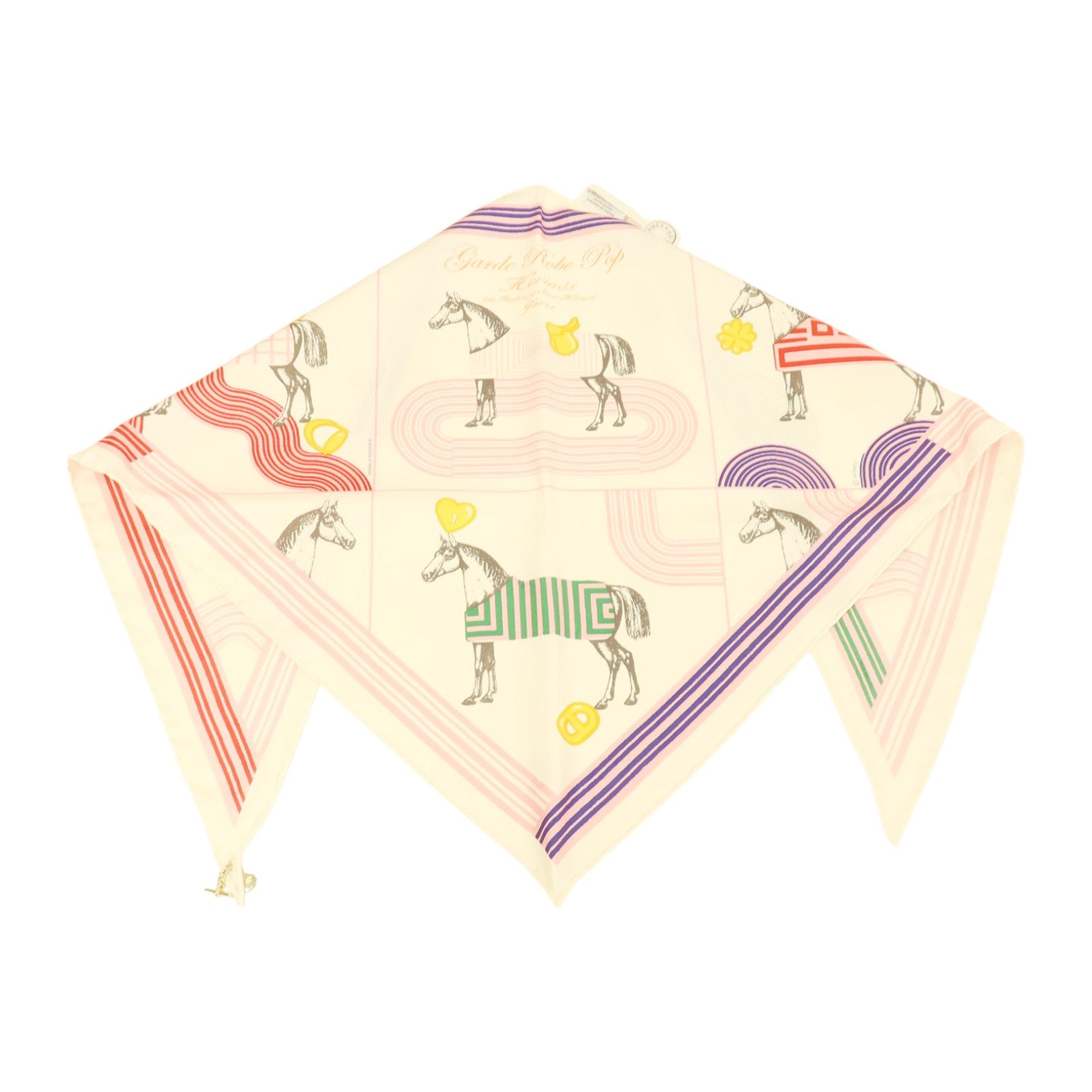 HERMES 絲質Garde Robe Pop Charm Triangle 70絲巾