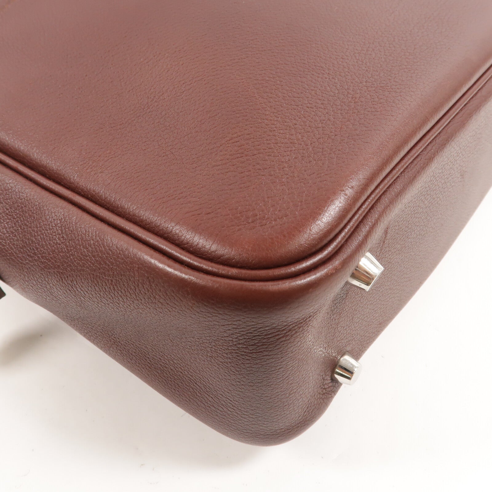 HERMES Clemence皮革Plume Dog 38公事包Bordeaux