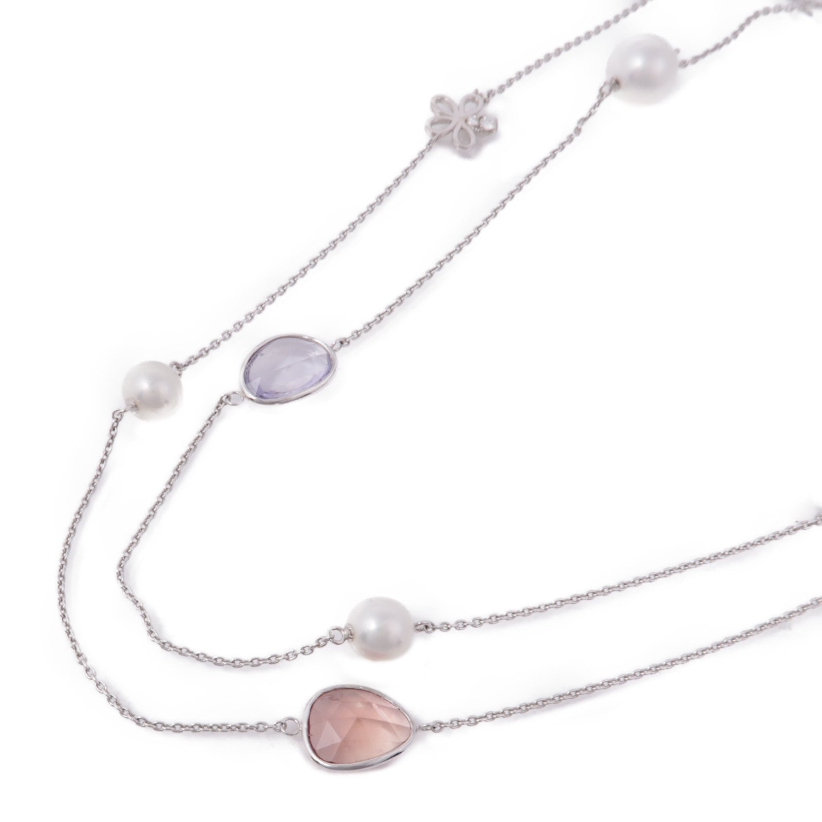 JEWELRY Pearl Diamond Necklace 18K White Gold