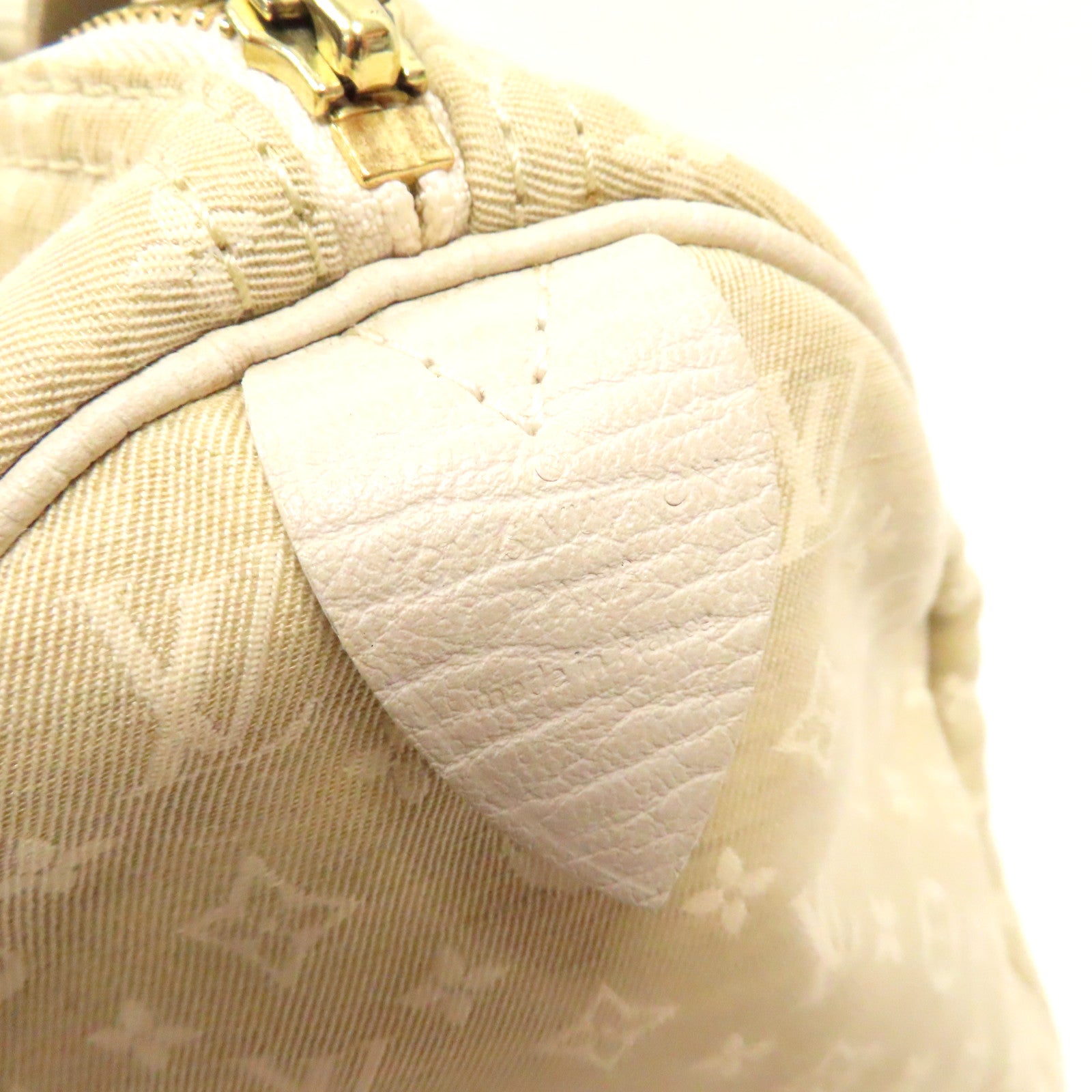 LOUIS VUITTON 【激減優惠】Monogram Mini Speedy 30金扣手挽袋白色