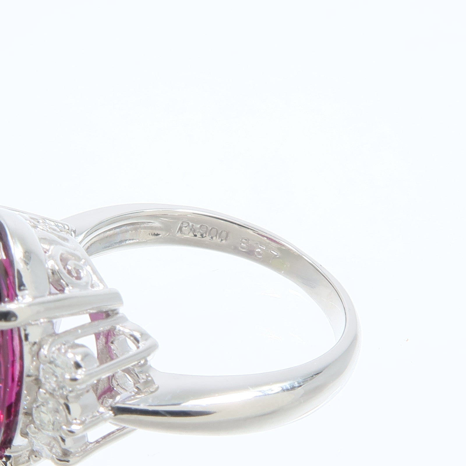 JEWELRY PT900鉑金Garnet Diamond Ring石榴石/鑽石戒指