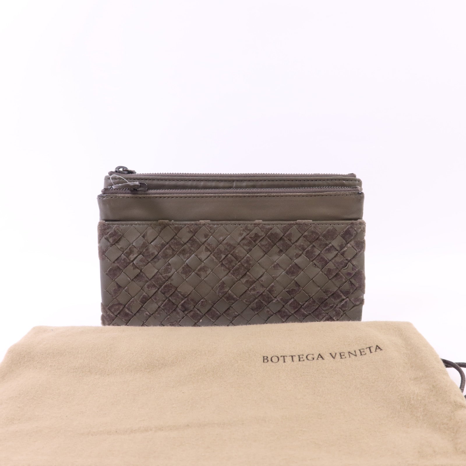 BOTTEGA VENETA 【激減優惠】織紋皮革/天鵝絨Long Wallet長錢包