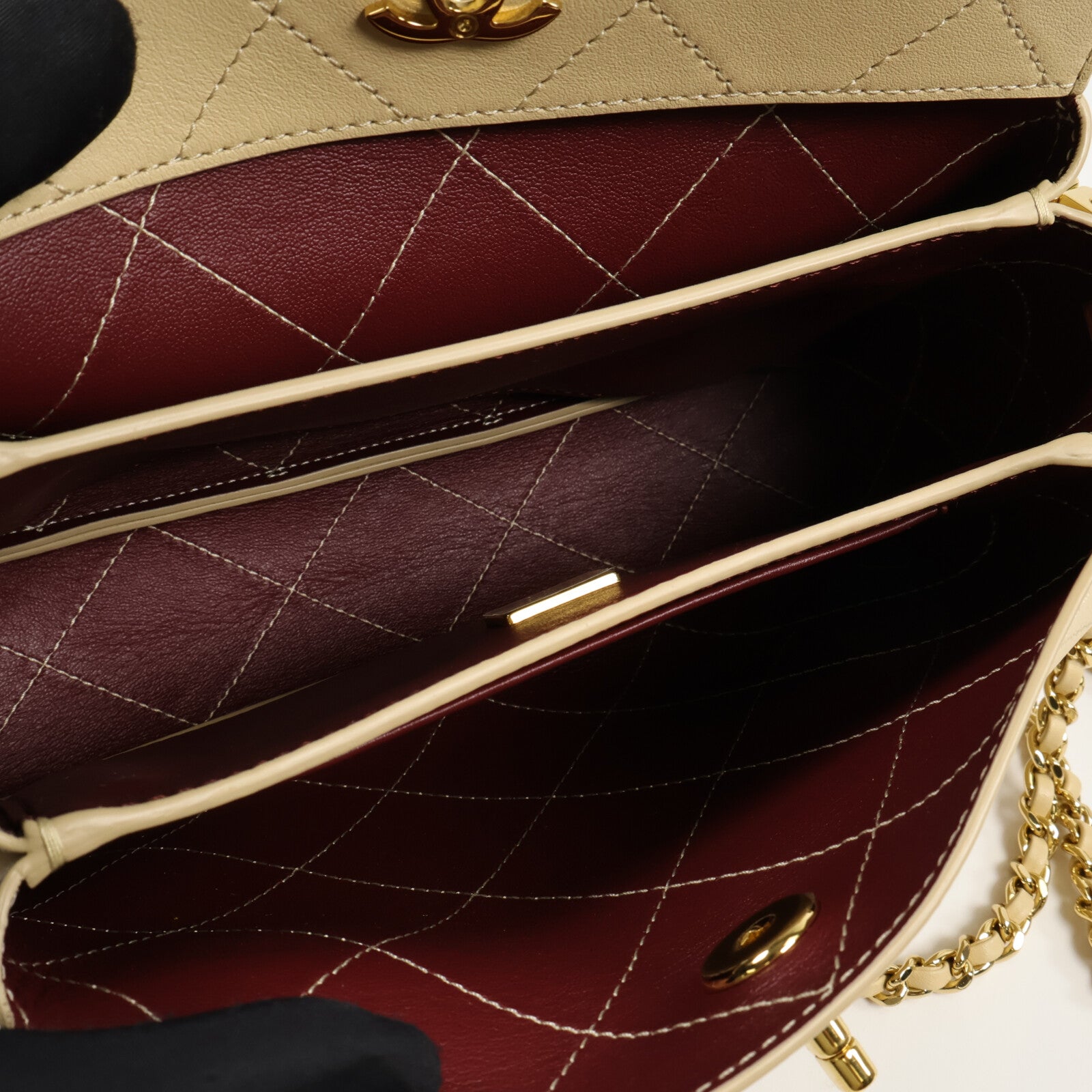 CHANEL 牛皮皮革Chain Shoulder Bag鏈帶手挽肩背兩用袋