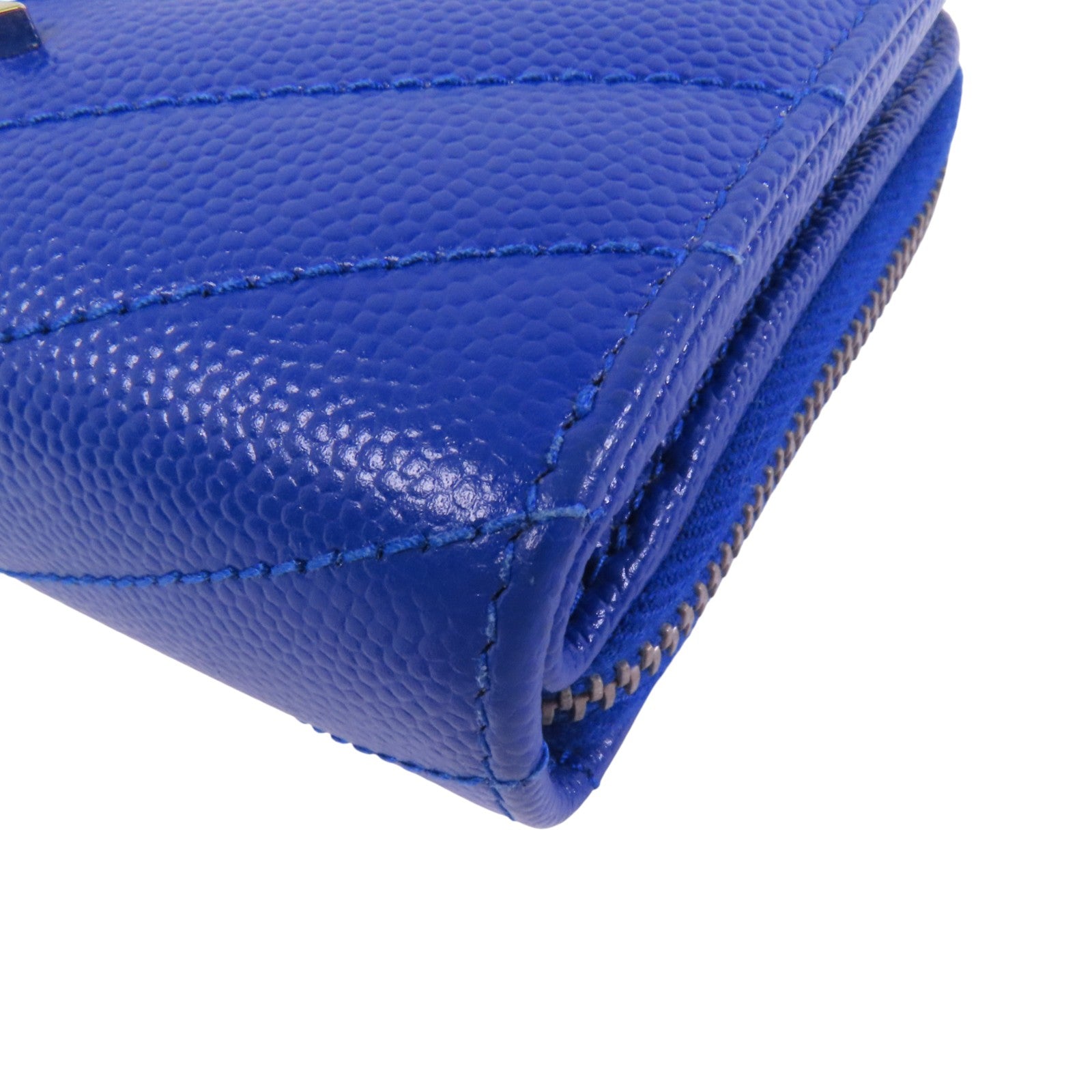 SAINT LAURENT 牛皮皮革Zipper Wallet銀扣拉鏈短錢包