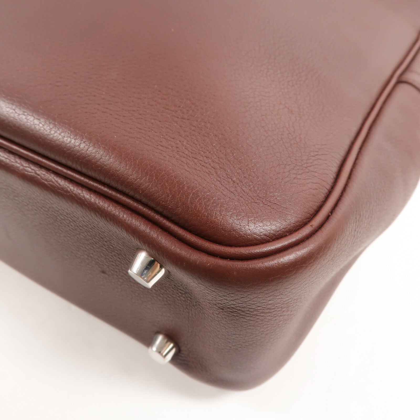 HERMES Clemence皮革Plume Dog 38公事包Bordeaux