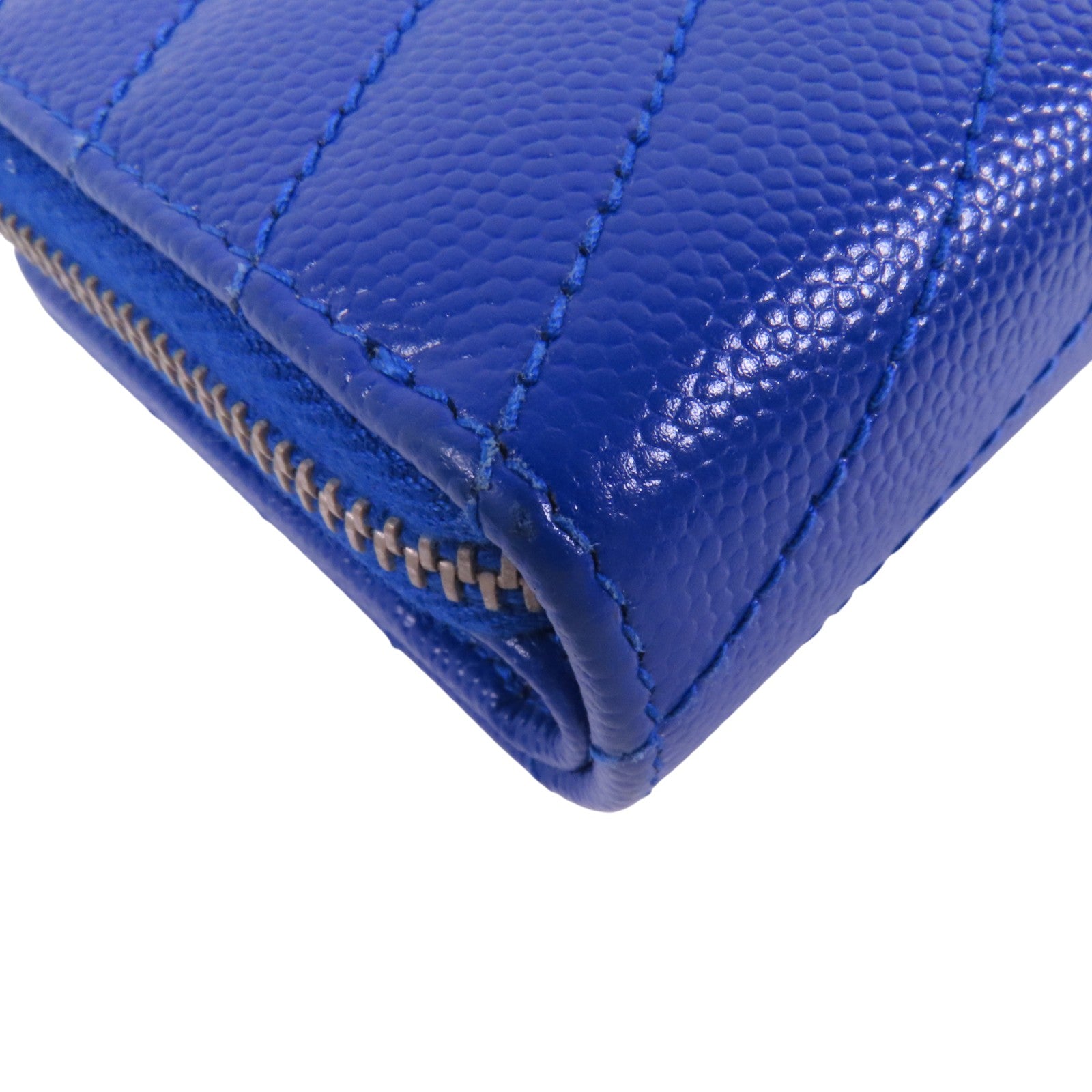 SAINT LAURENT 牛皮皮革Zipper Wallet銀扣拉鏈短錢包