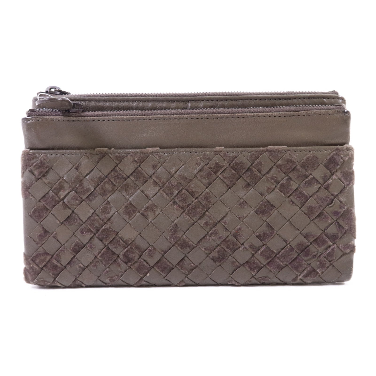 BOTTEGA VENETA 【激減優惠】織紋皮革/天鵝絨Long Wallet長錢包