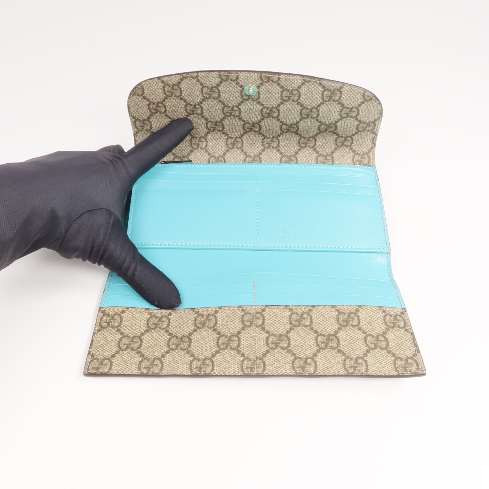 GUCCI 塗層帆布Long Wallet金扣長錢包