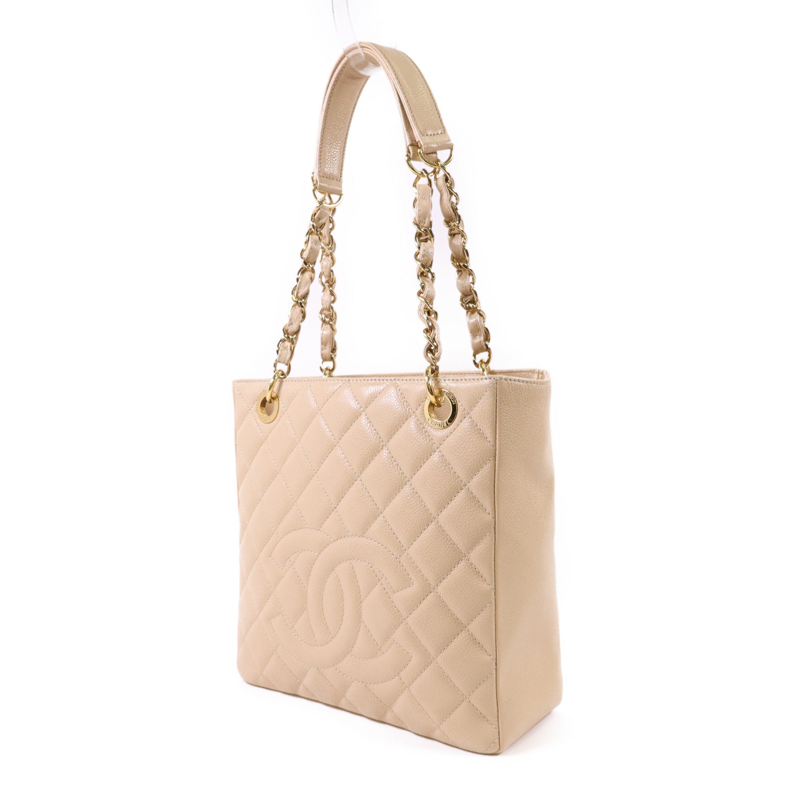 CHANEL 牛皮皮革PST Petite Tote Bag金扣鏈帶肩背袋