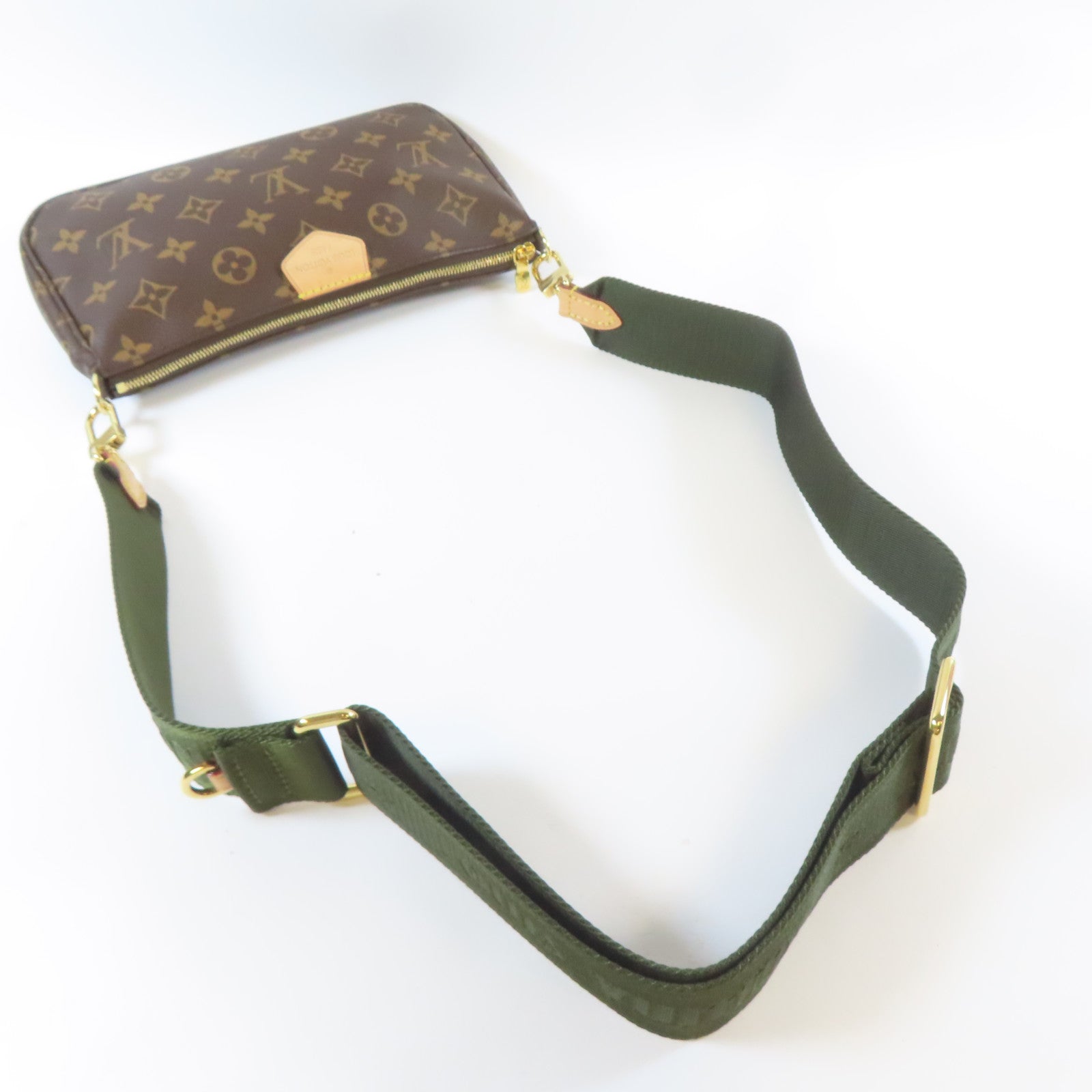 LOUIS VUITTON Monogram Multi Pochette Accessories金扣肩背袋啡色