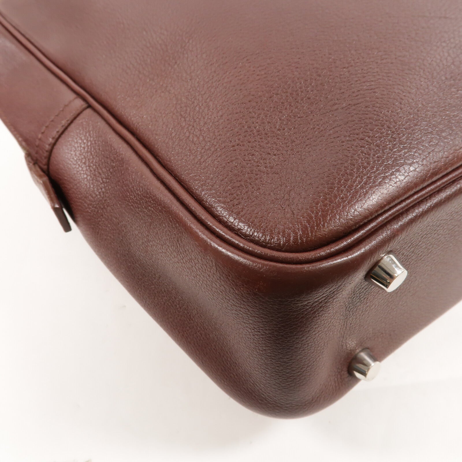 HERMES Clemence皮革Plume Dog 38公事包Bordeaux
