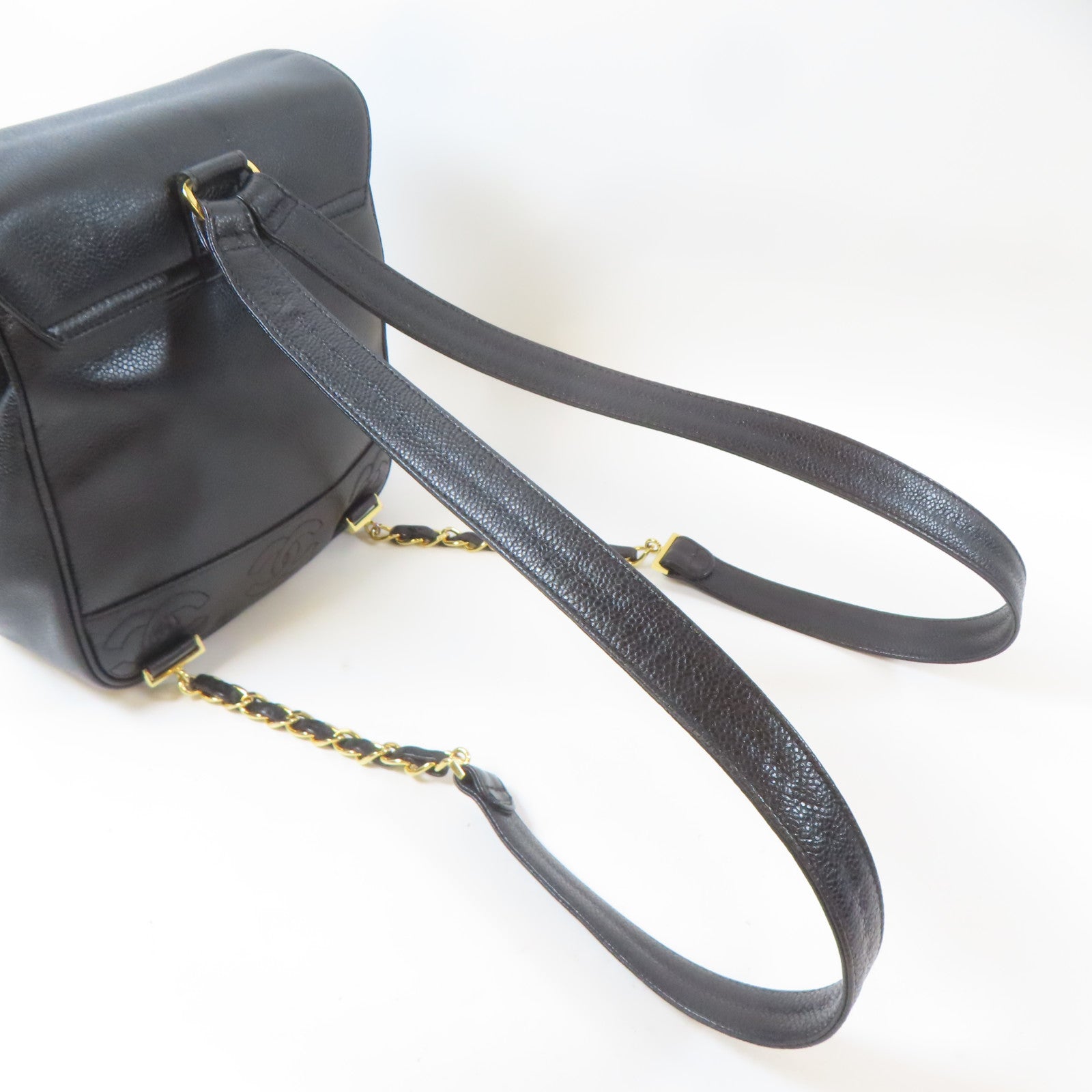 CHANEL Caviar皮革Triple CC Backpack金扣背包黑色