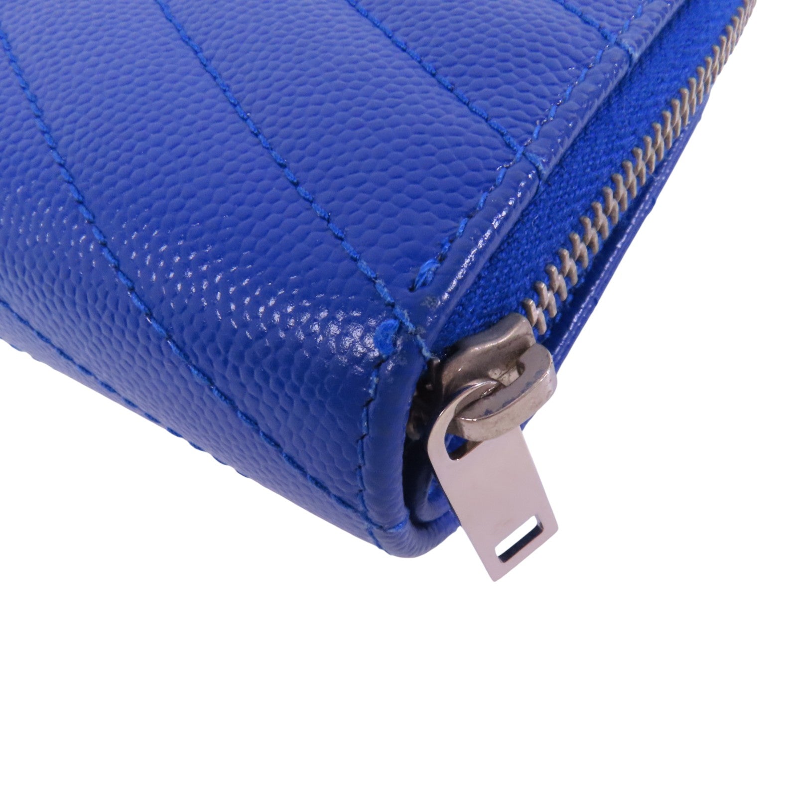 SAINT LAURENT 牛皮皮革Zipper Wallet銀扣拉鏈短錢包