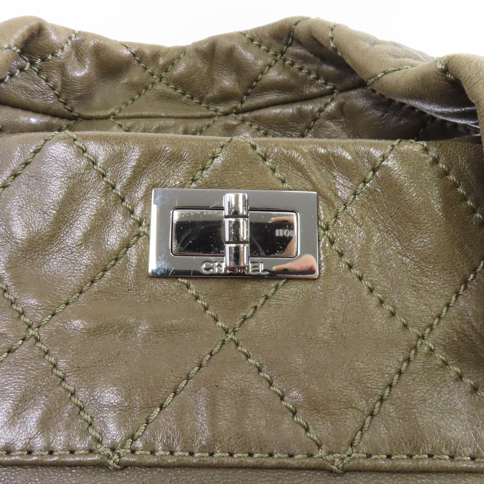 CHANEL 【激減優惠】羊皮皮革Handbag銀扣手挽袋啡色