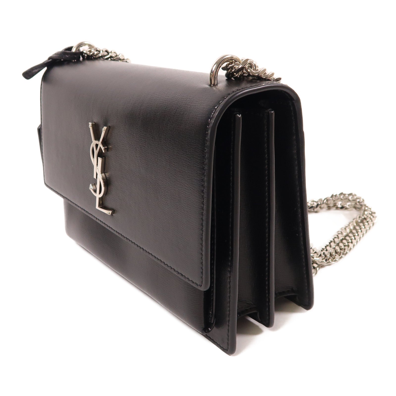 SAINT LAURENT 牛皮皮革Sunset Medium銀扣鏈帶肩背袋