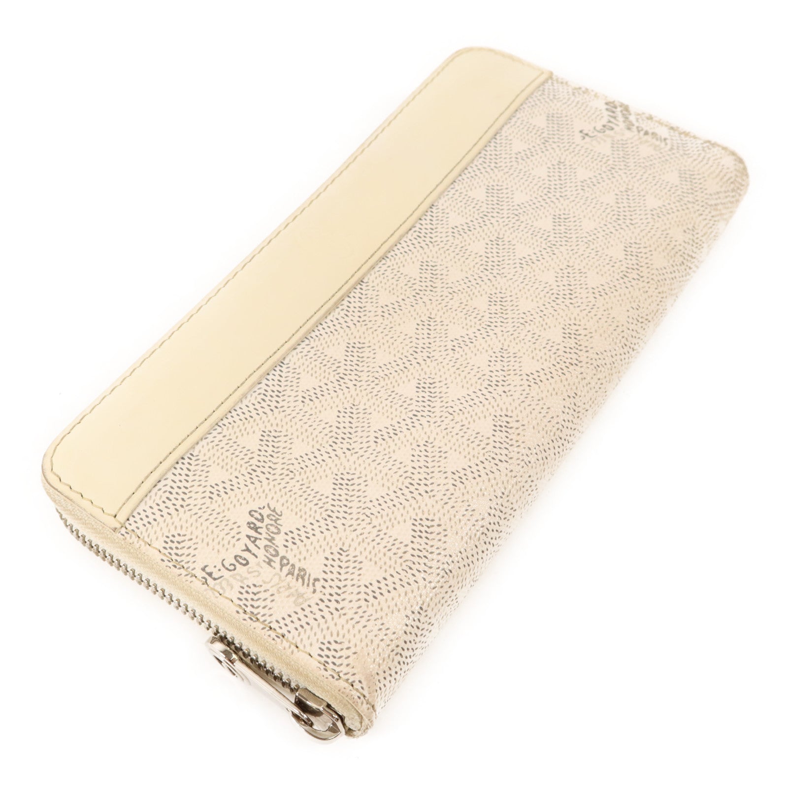 GOYARD 【激減優惠】塗層帆布/牛皮皮革Matignon GM Wallet銀扣拉長鏈錢包