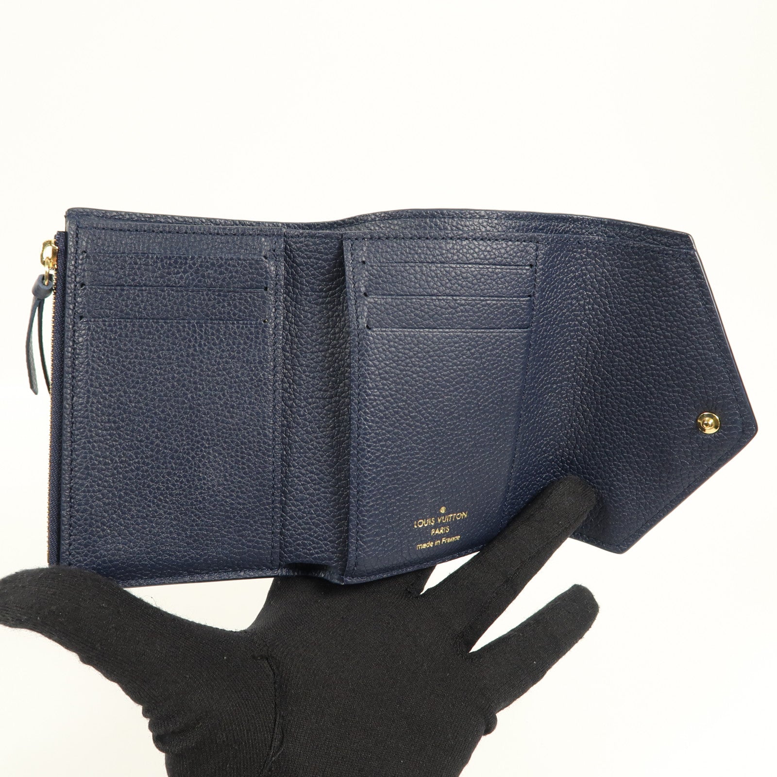 LOUIS VUITTON LV GHW Victorine Wallet M83590 Monogram Empreinte Blue