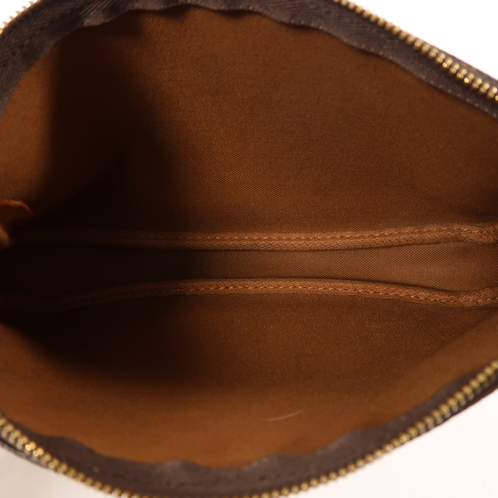LOUIS VUITTON Monogram Pochette Accessoires金扣手拿包棕色