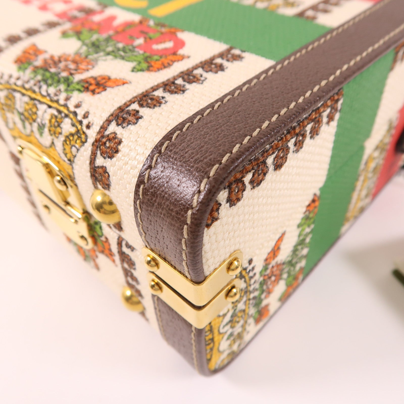 GUCCI 帆布/皮革Beauty Case金扣手挽肩背兩用袋