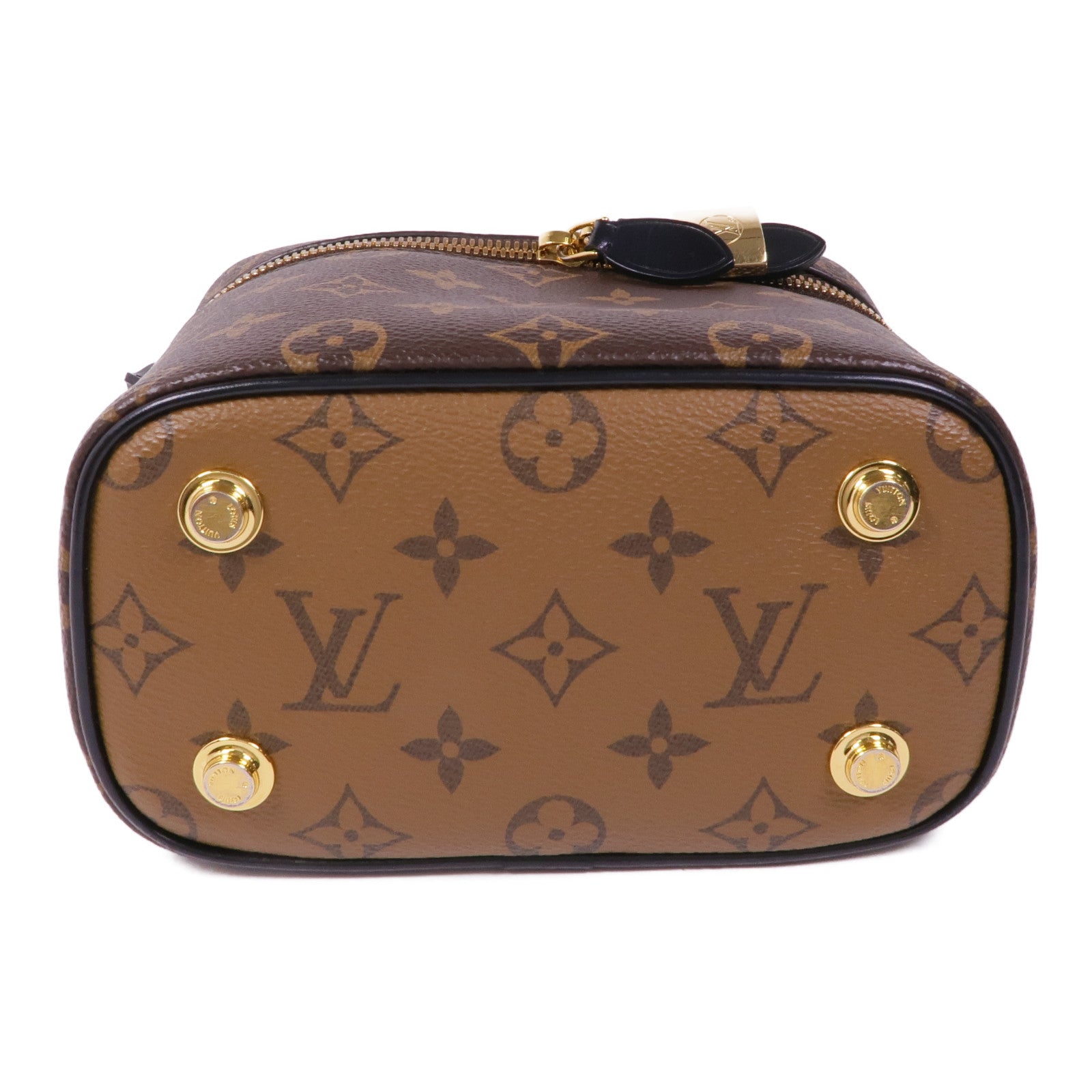 LOUIS VUITTON Monogram Reverse Vanity PM金扣手挽肩背兩用袋棕色