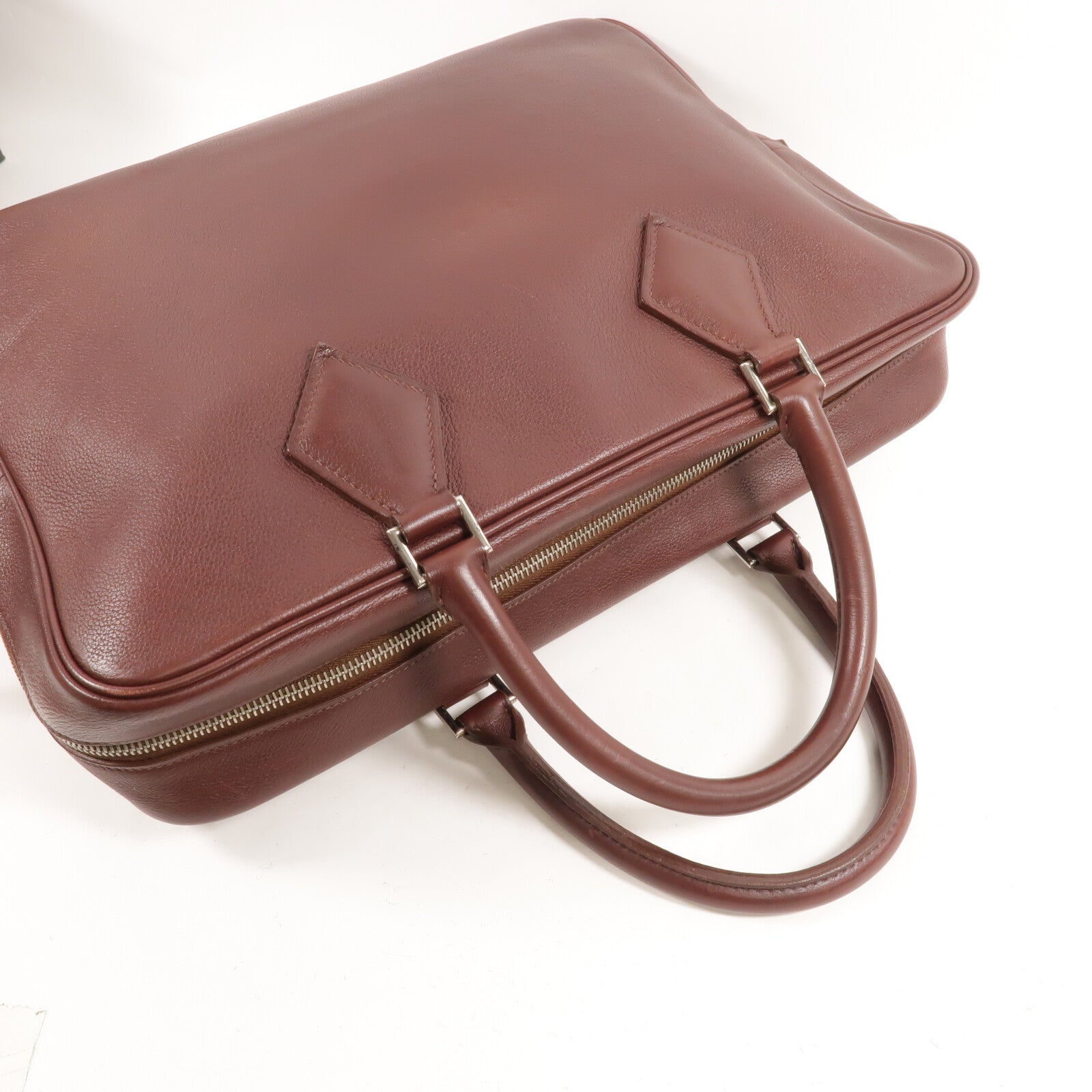HERMES Clemence皮革Plume Dog 38公事包Bordeaux