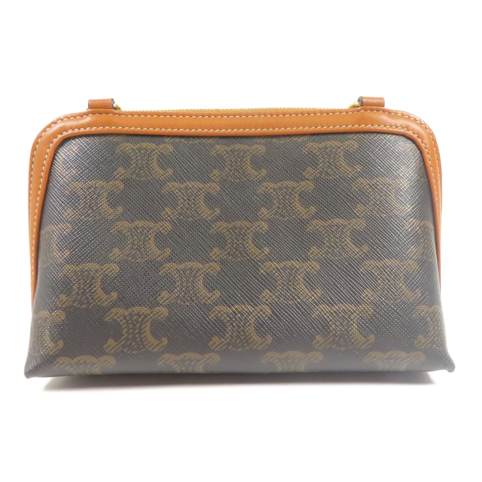 CELINE 塗層帆布Shoulder Bag金扣鏈帶肩背袋