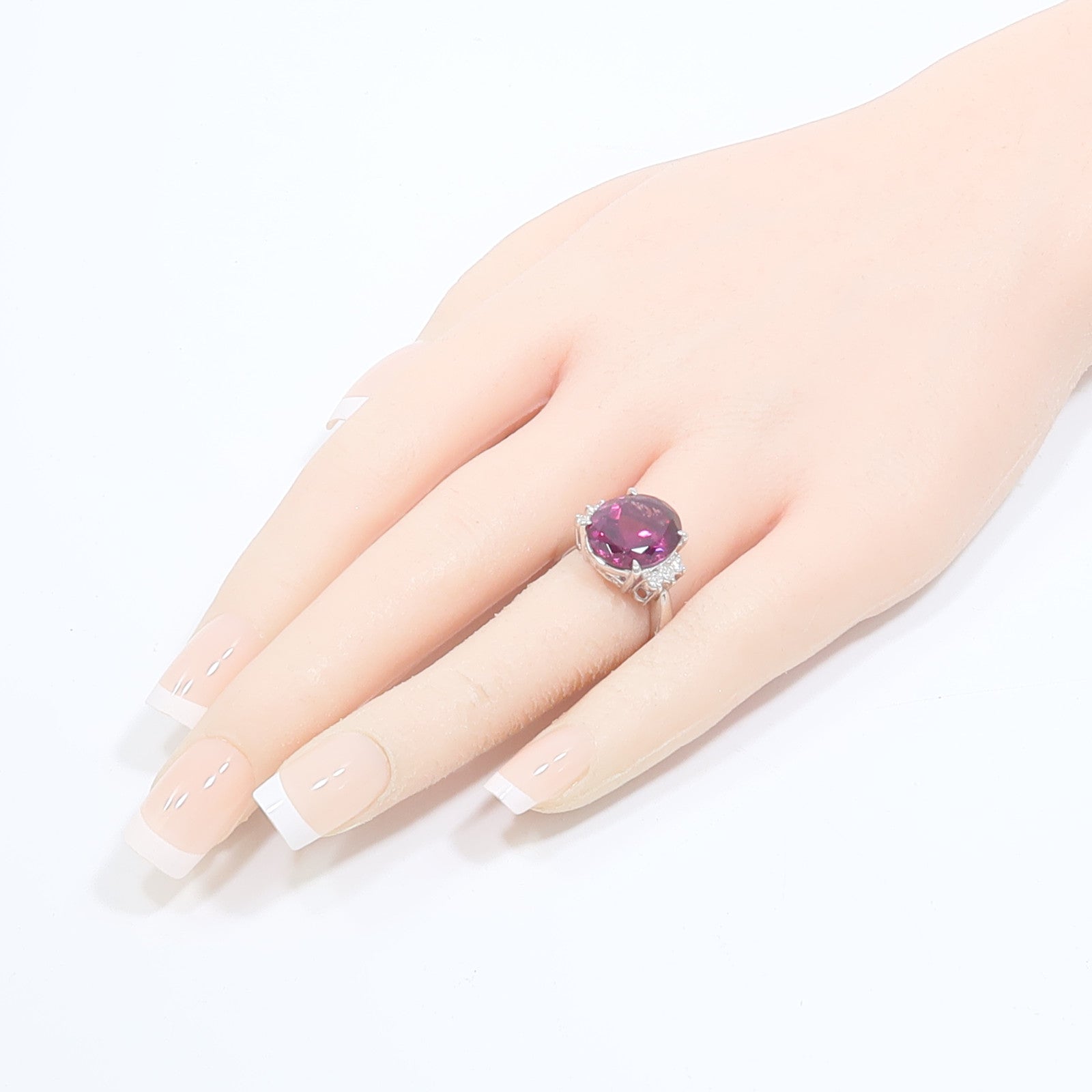 JEWELRY PT900鉑金Garnet Diamond Ring石榴石/鑽石戒指
