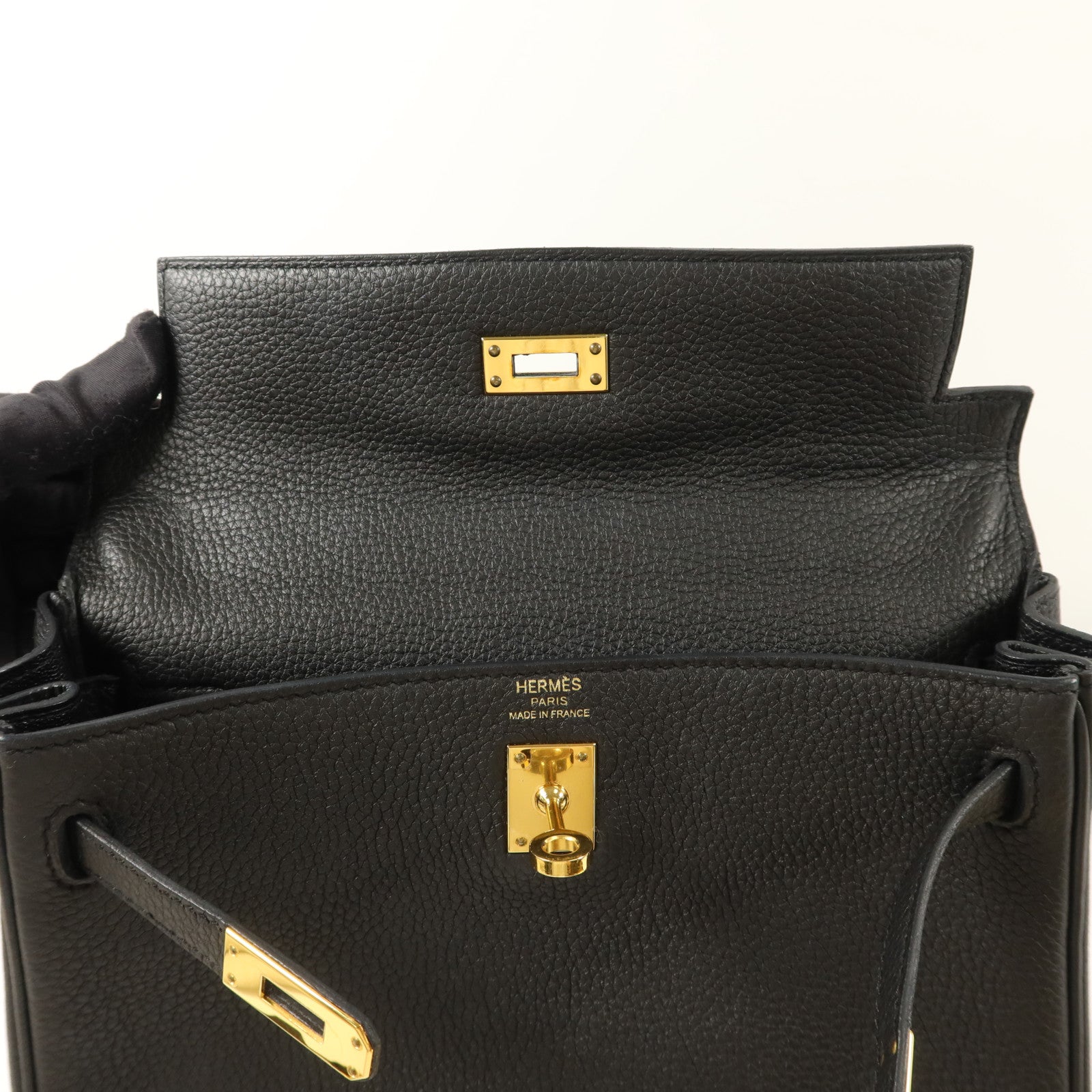 HERMES Togo皮革Kelly 25手挽肩背兩用袋Noir
