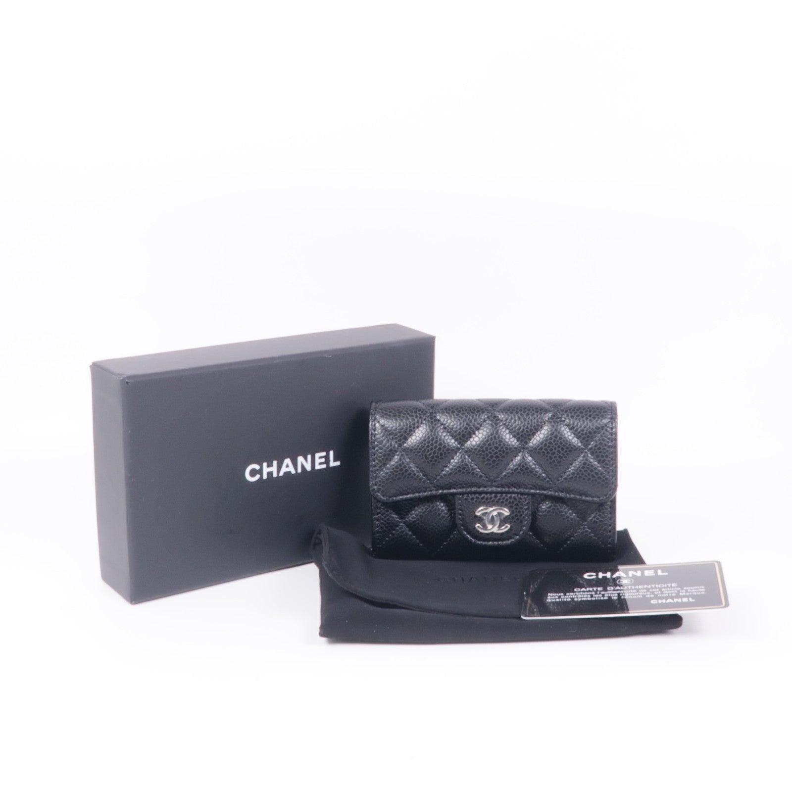 CHANEL 牛皮皮革Card Case銀扣卡片套