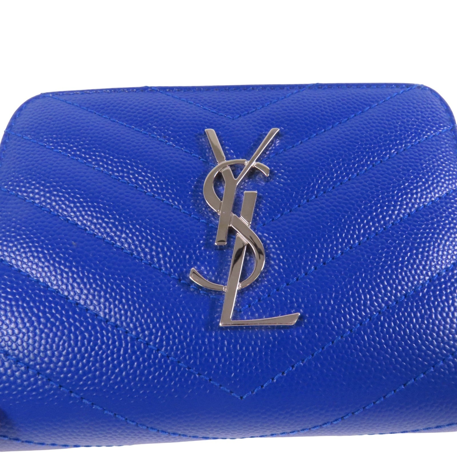 SAINT LAURENT 牛皮皮革Zipper Wallet銀扣拉鏈短錢包