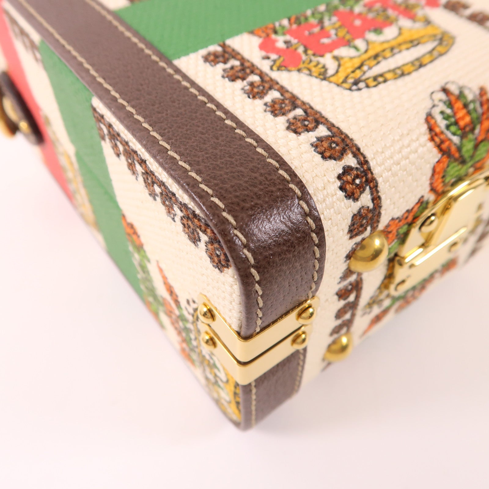 GUCCI 帆布/皮革Beauty Case金扣手挽肩背兩用袋