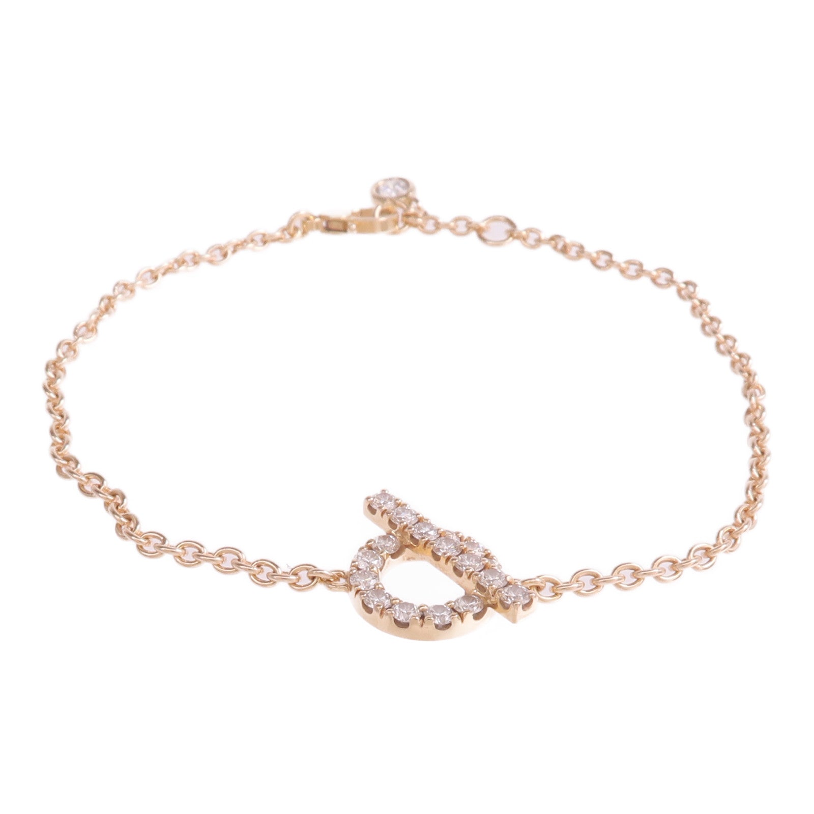 HERMES 18K玫瑰金Finesse Bracelet鑽石手鏈