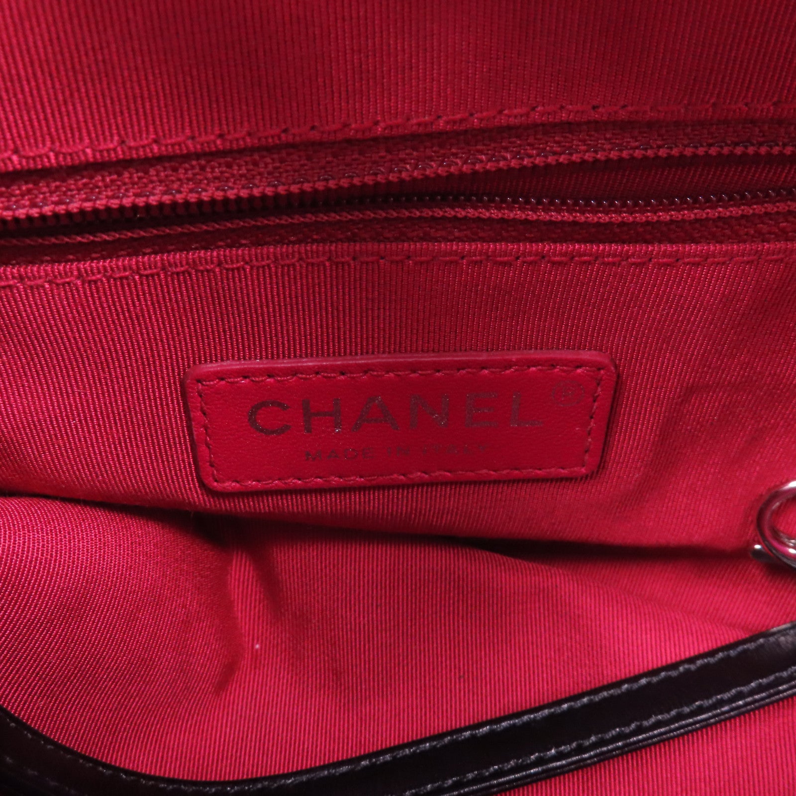 CHANEL 牛皮皮革Small Gabrielle金扣/銀扣鏈帶肩背袋粉紅色/黑色