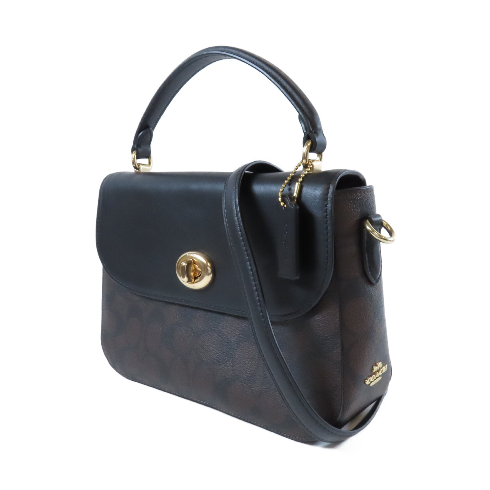 COACH 【激減優惠】羊皮皮革Shoulder Bag金扣手挽肩背兩用袋黑色/啡色