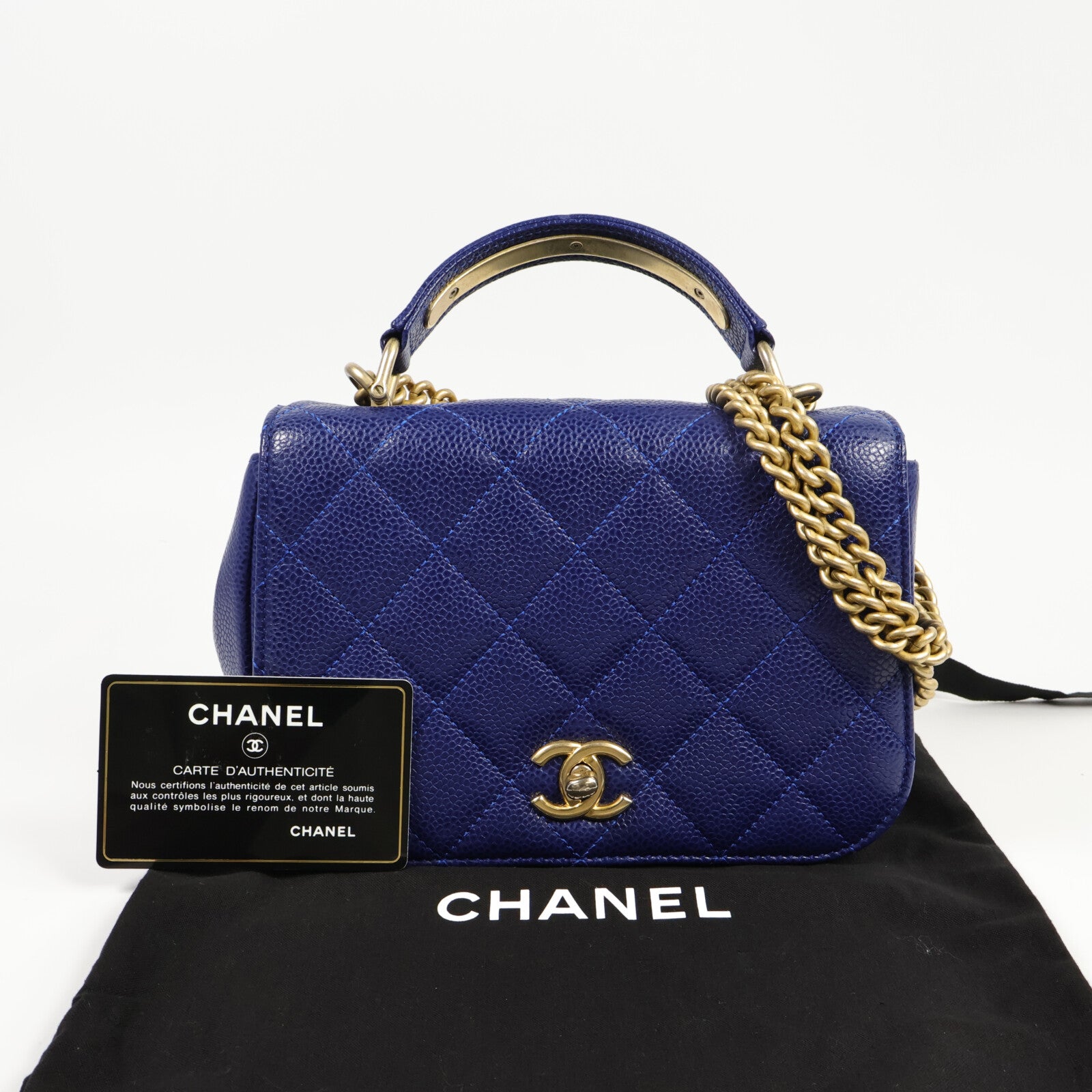 CHANEL 牛皮皮革Mini Carry Around Flap Bag鏈帶手挽肩背兩用袋