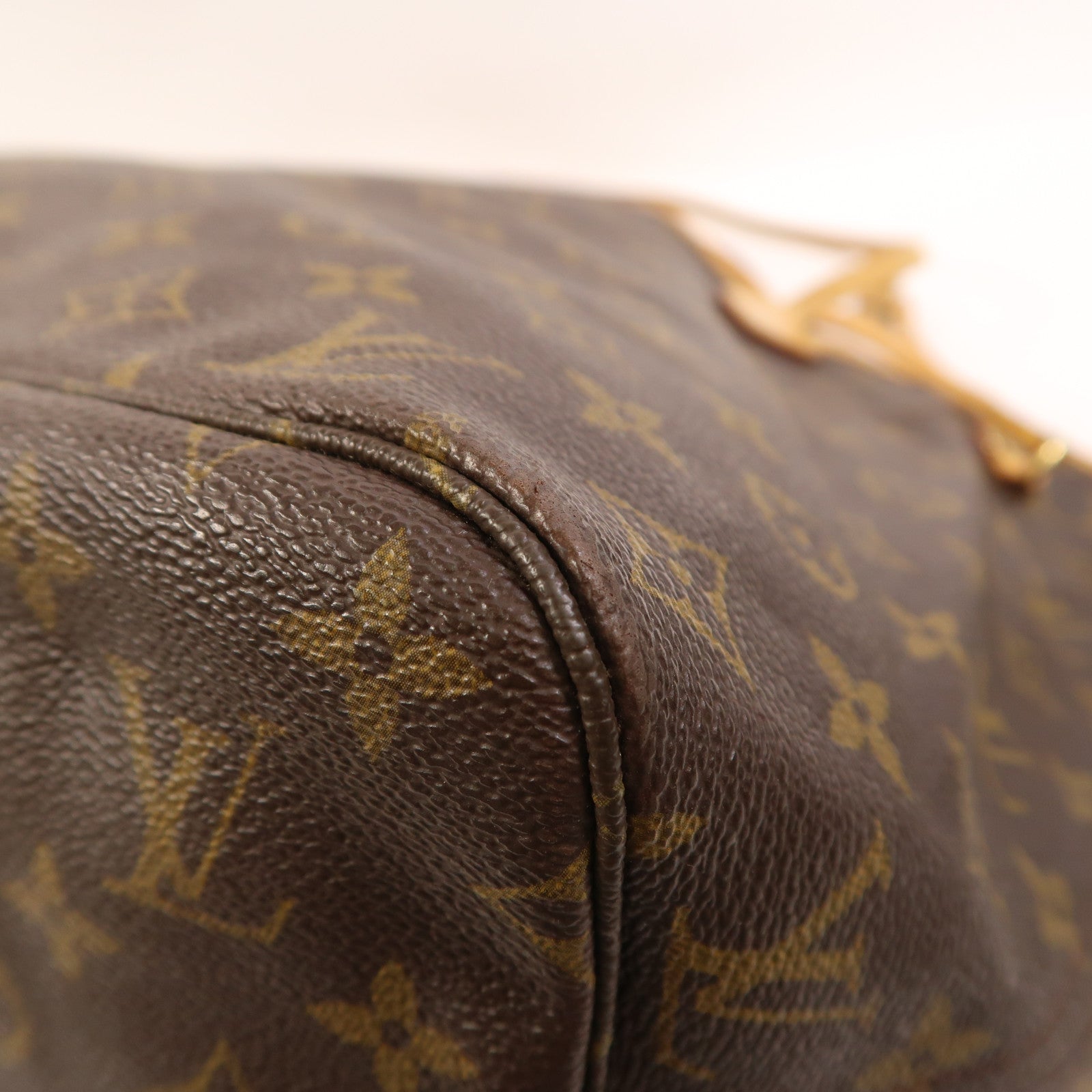 LOUIS VUITTON Monogram Neverfull MM金扣手挽袋