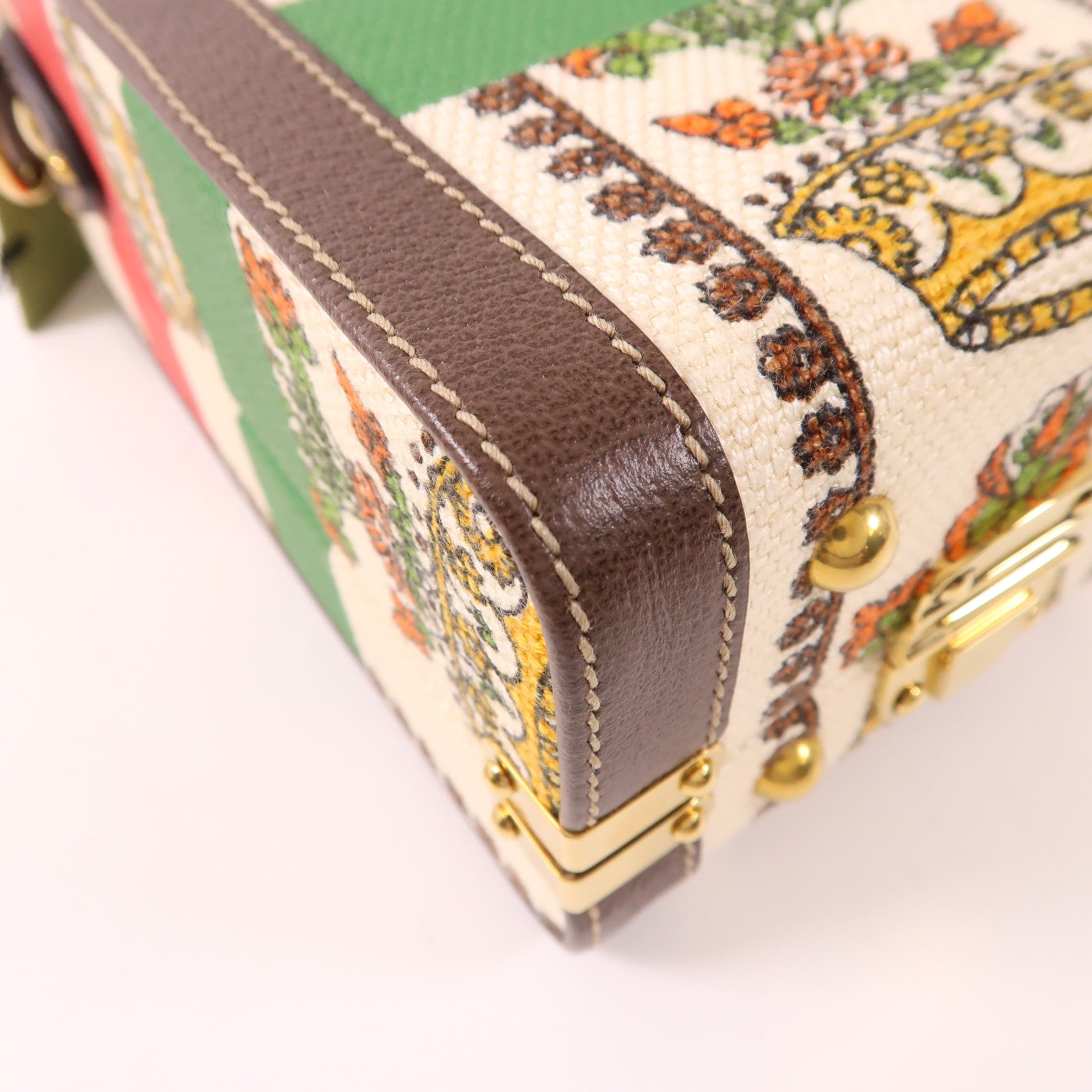 GUCCI 帆布/皮革Beauty Case金扣手挽肩背兩用袋