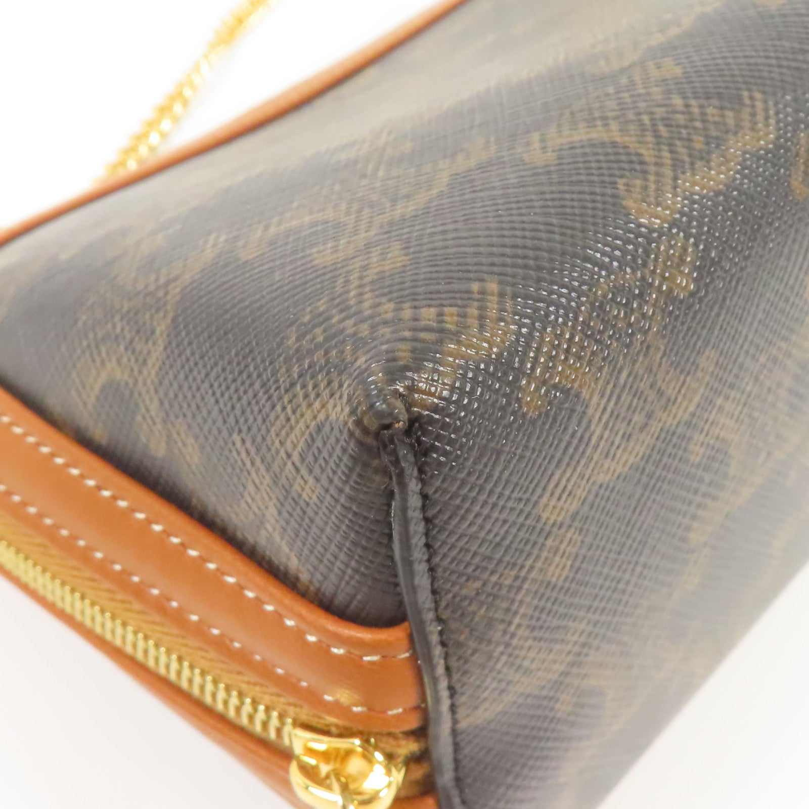 CELINE 塗層帆布Shoulder Bag金扣鏈帶肩背袋