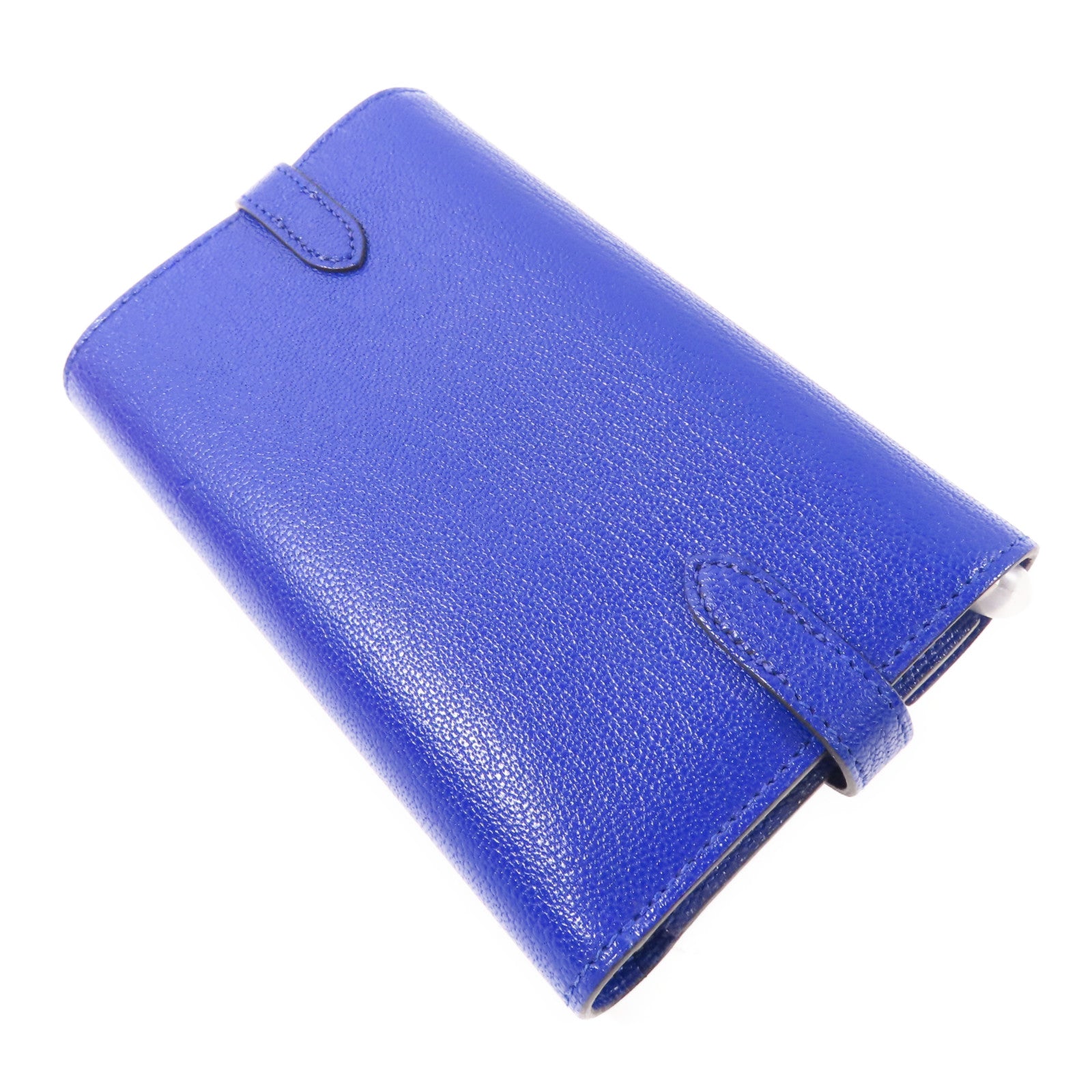 HERMES 【激減優惠】Chevre皮革Kelly Short Wallet銀扣錢包7T Bleu Electrique/電子藍