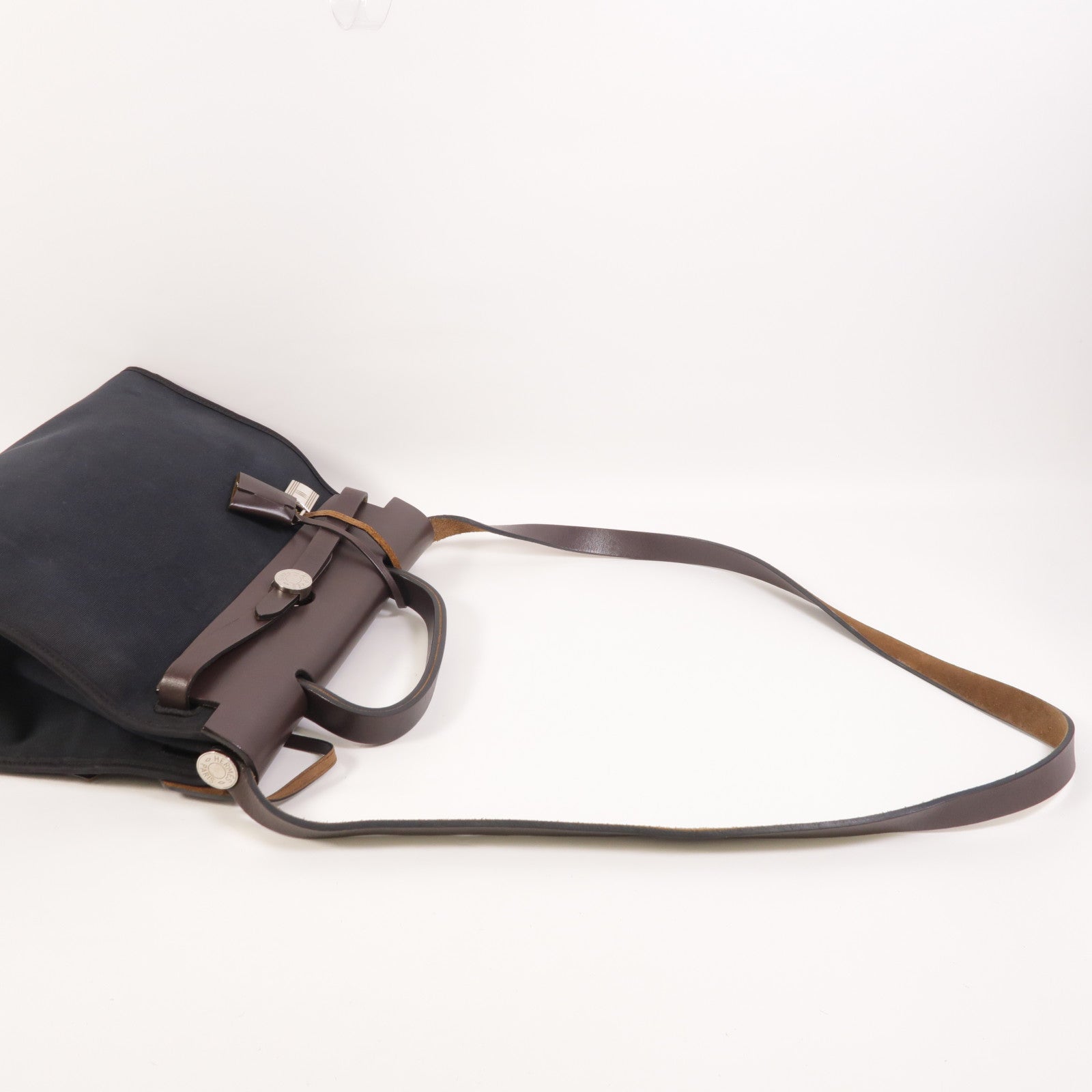 HERMES 帆布Herbag PM銀扣手挽肩背兩用袋