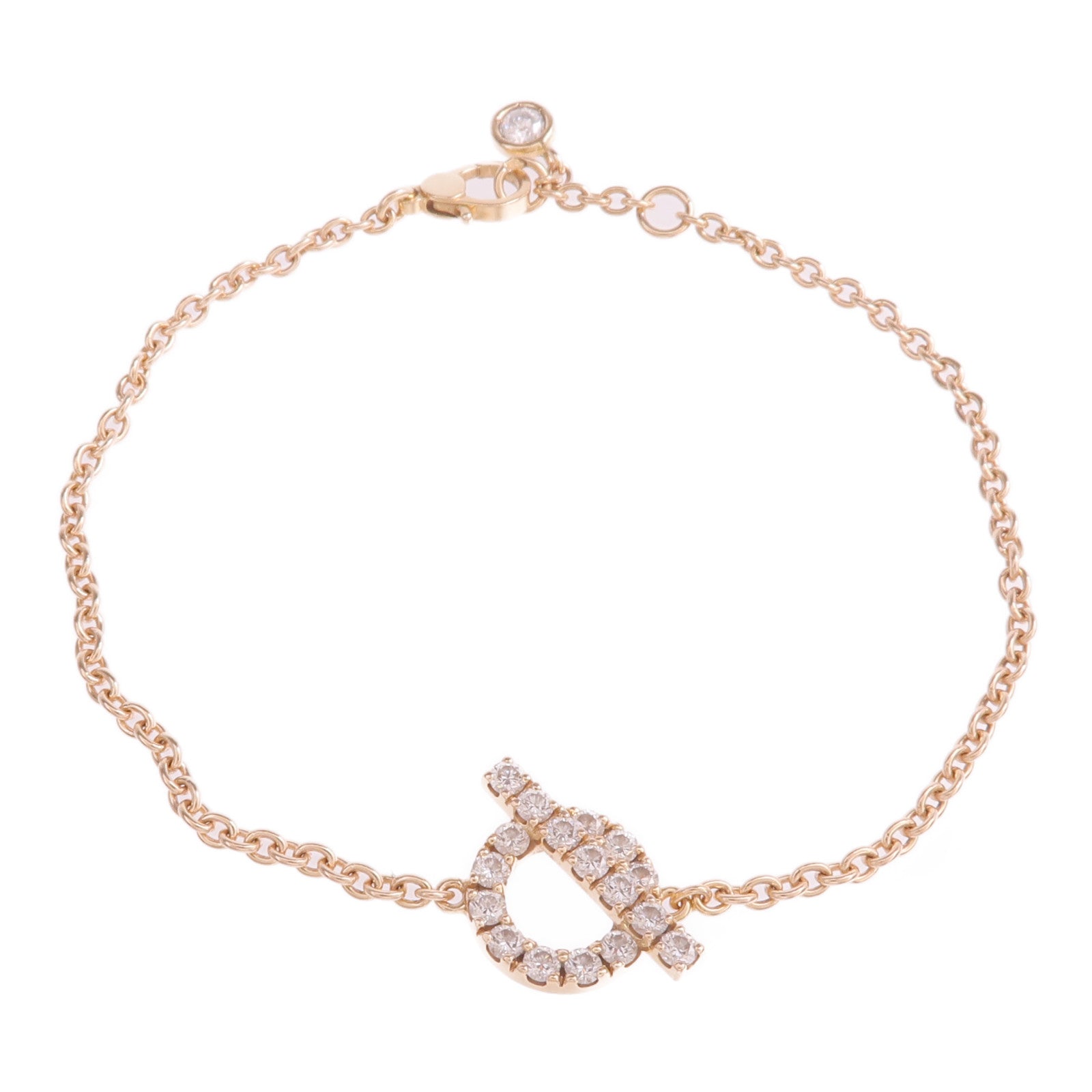 HERMES 18K玫瑰金Finesse Bracelet鑽石手鏈