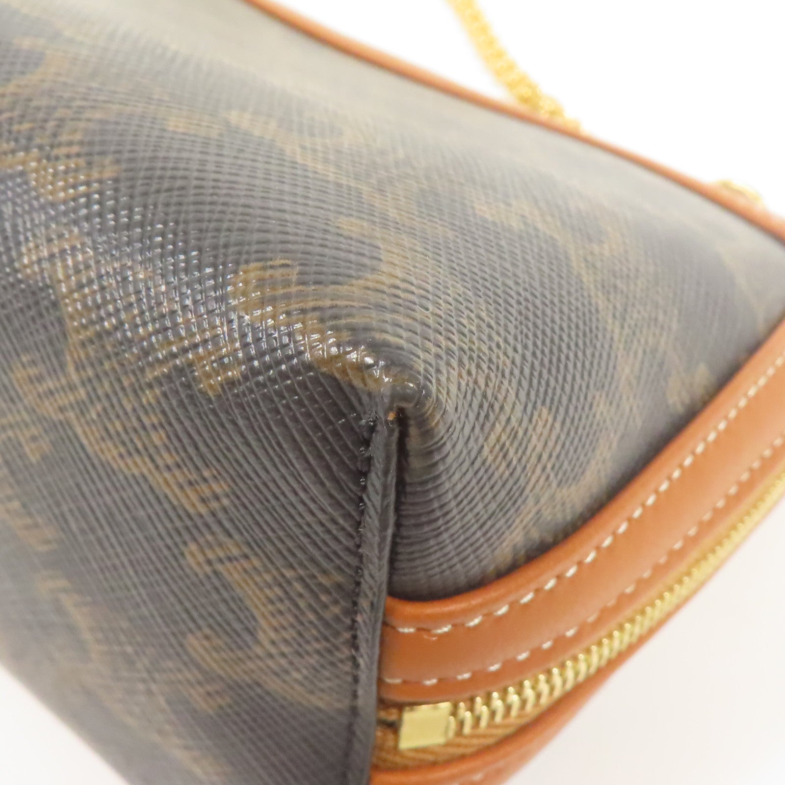 CELINE 塗層帆布Shoulder Bag金扣鏈帶肩背袋