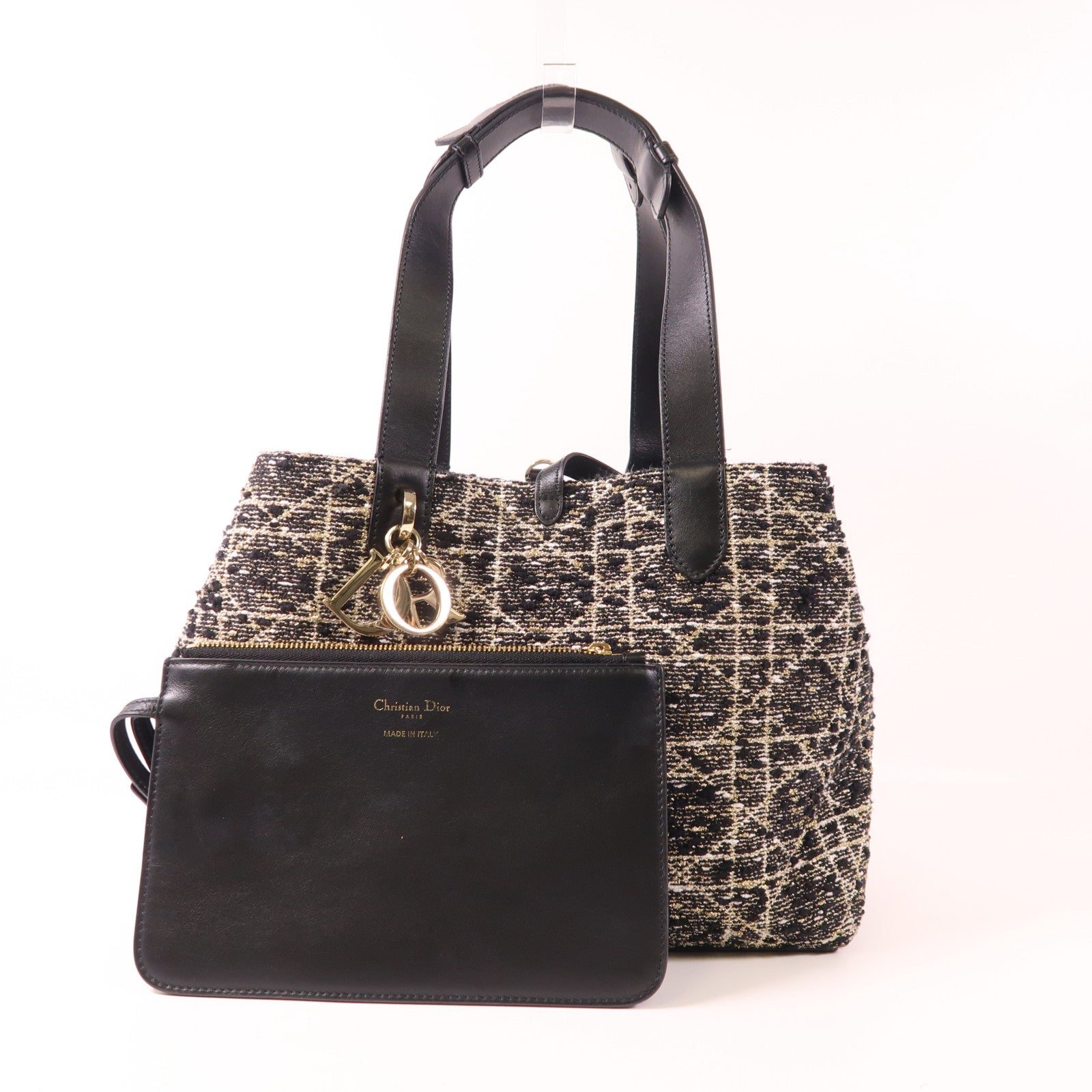 Dior Tweed/皮革Toujours Medium金扣肩背袋