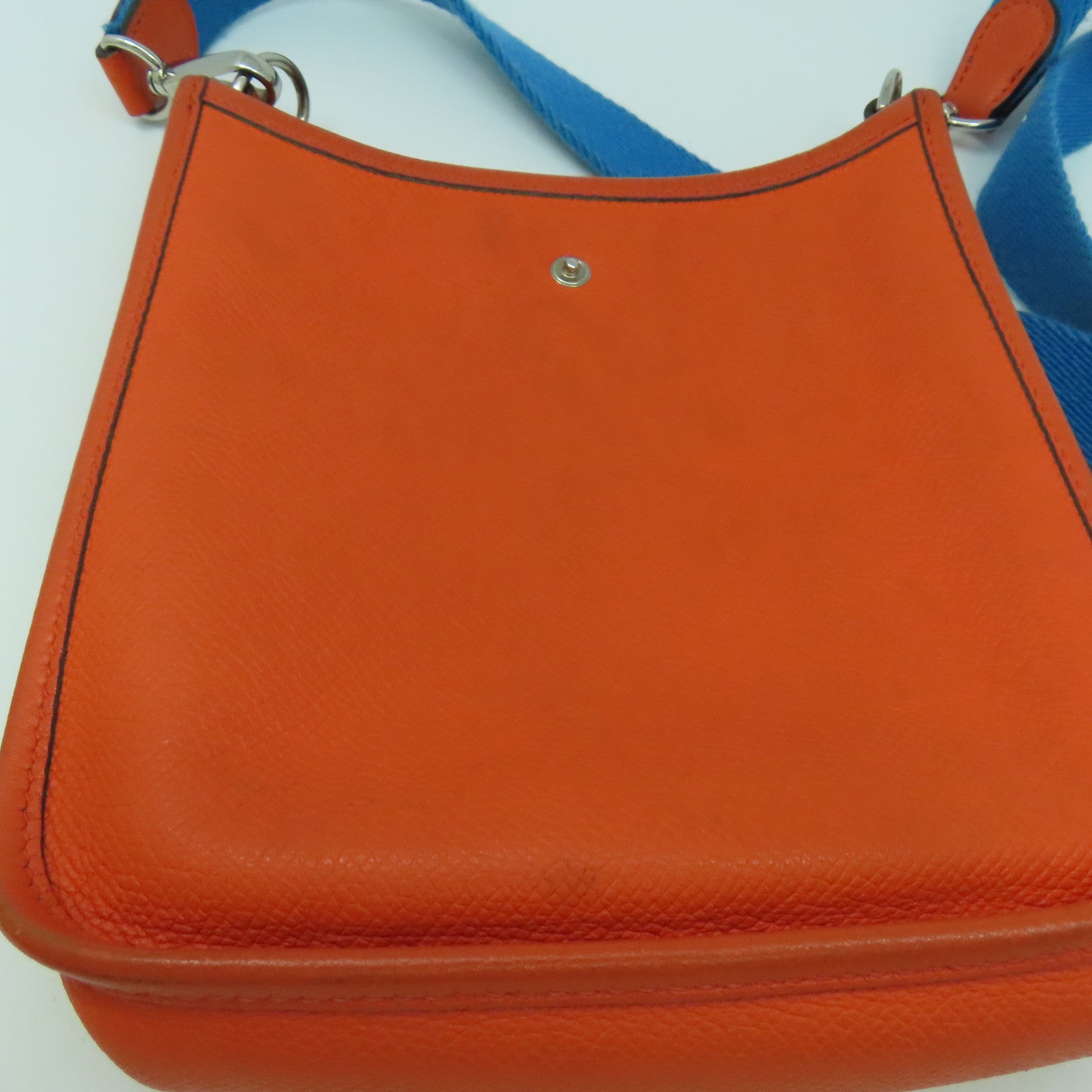 HERMES Epsom皮革Evelyne TPM銀扣肩背袋橙色