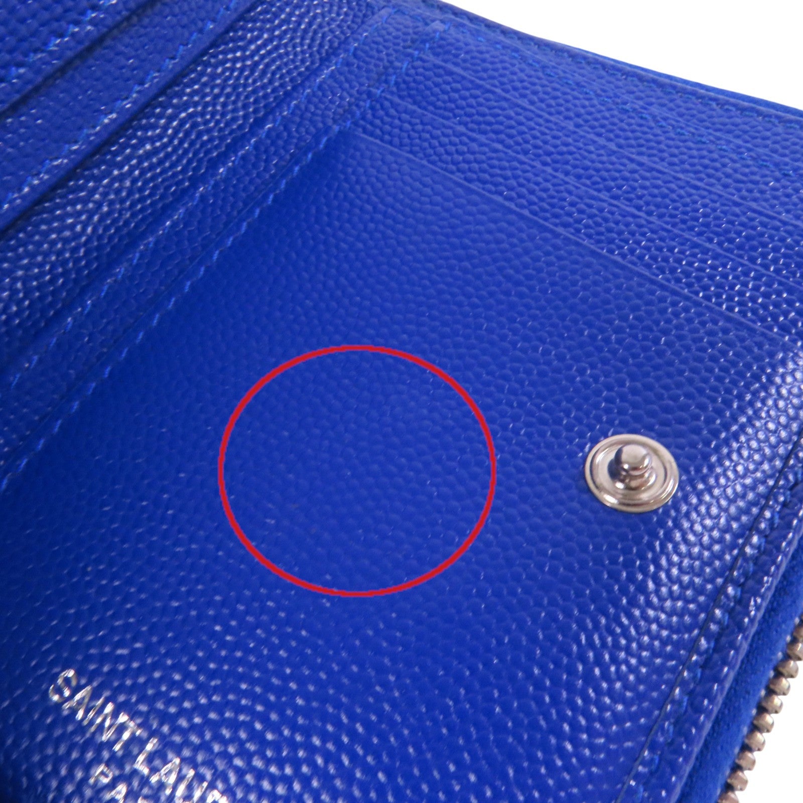 SAINT LAURENT 牛皮皮革Zipper Wallet銀扣拉鏈短錢包