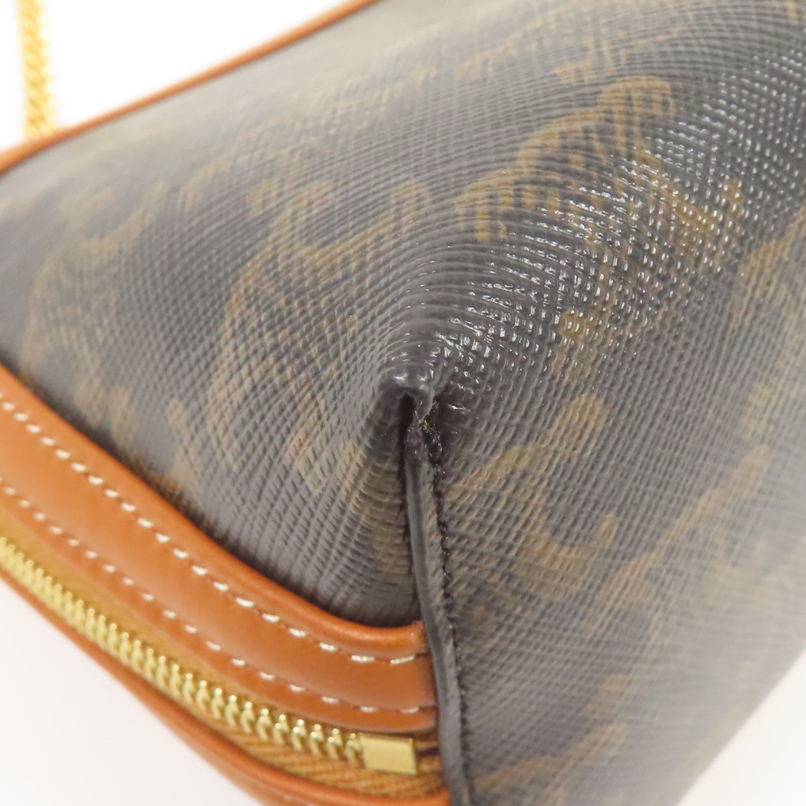 CELINE 塗層帆布Shoulder Bag金扣鏈帶肩背袋