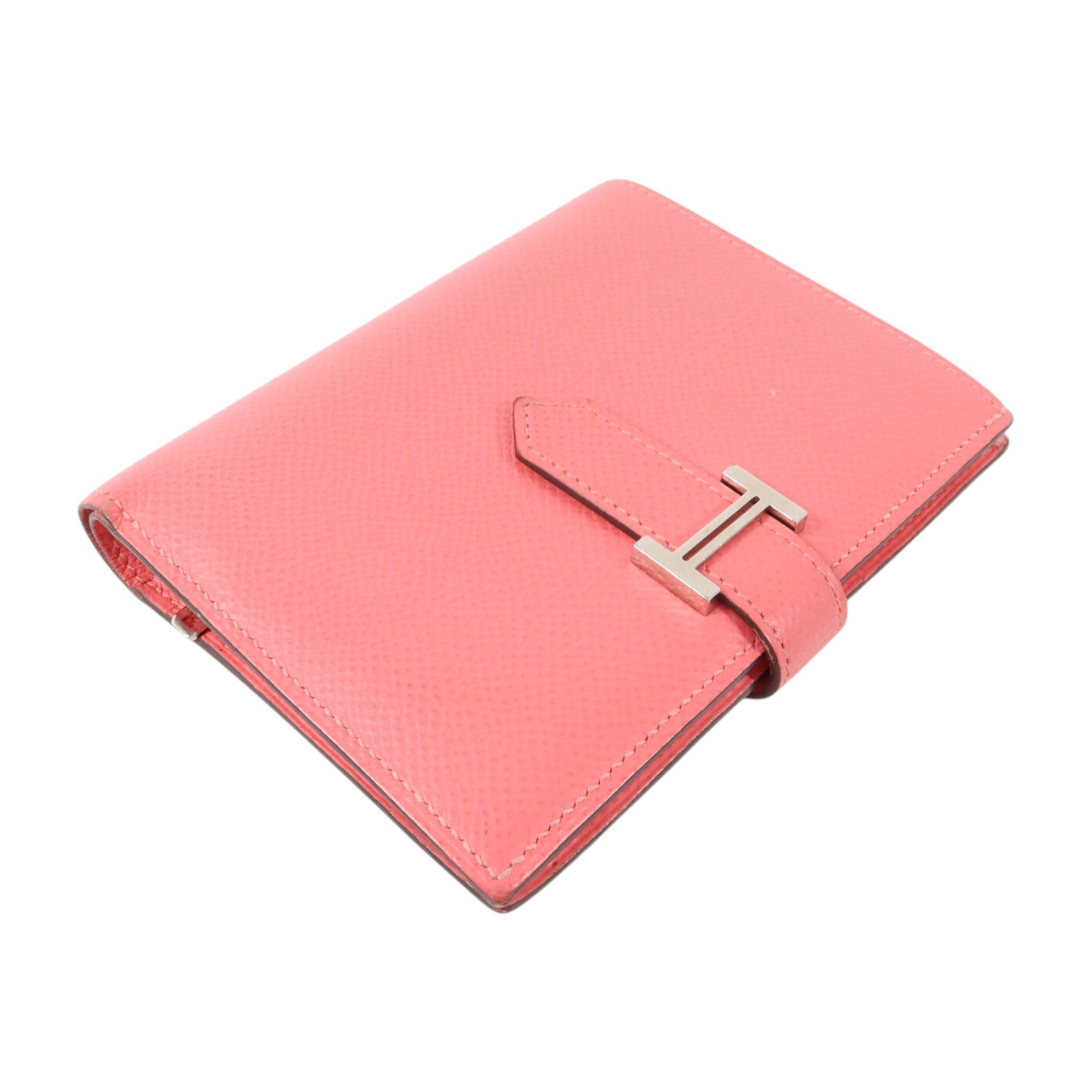 HERMES Epsom皮革Bearn Compact Wallet銀扣錢包Rose Azalee