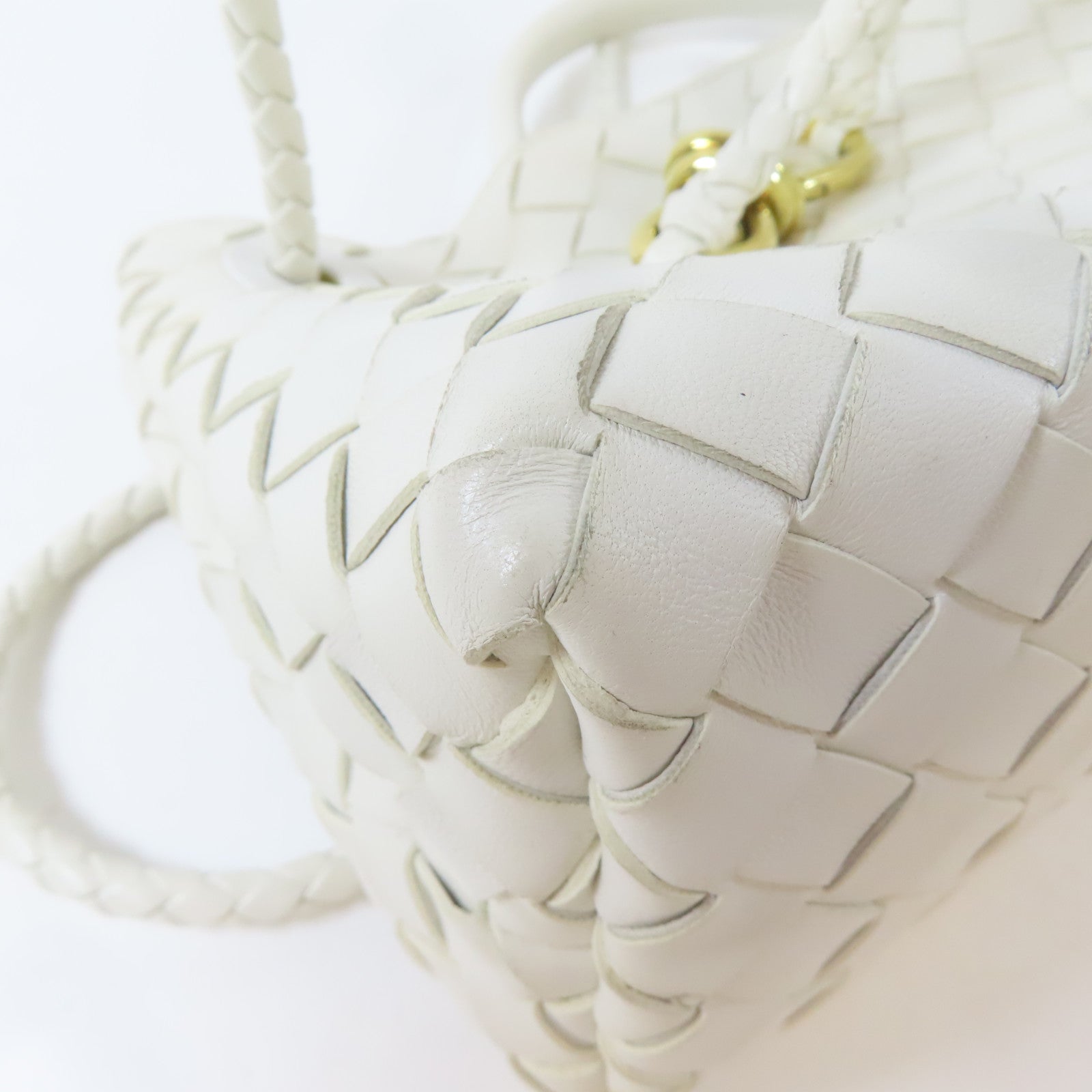 BOTTEGA VENETA 羊皮皮革East West Andiamo金扣手挽肩背兩用袋白色