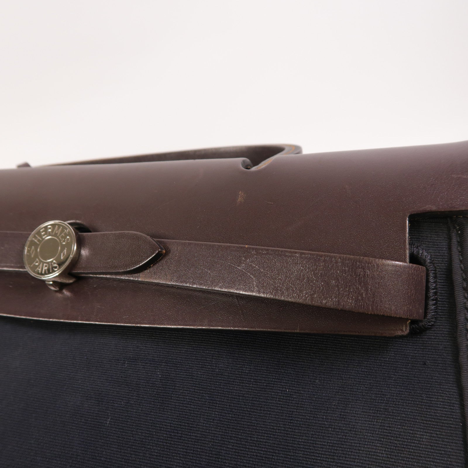 HERMES 帆布Herbag PM銀扣手挽肩背兩用袋