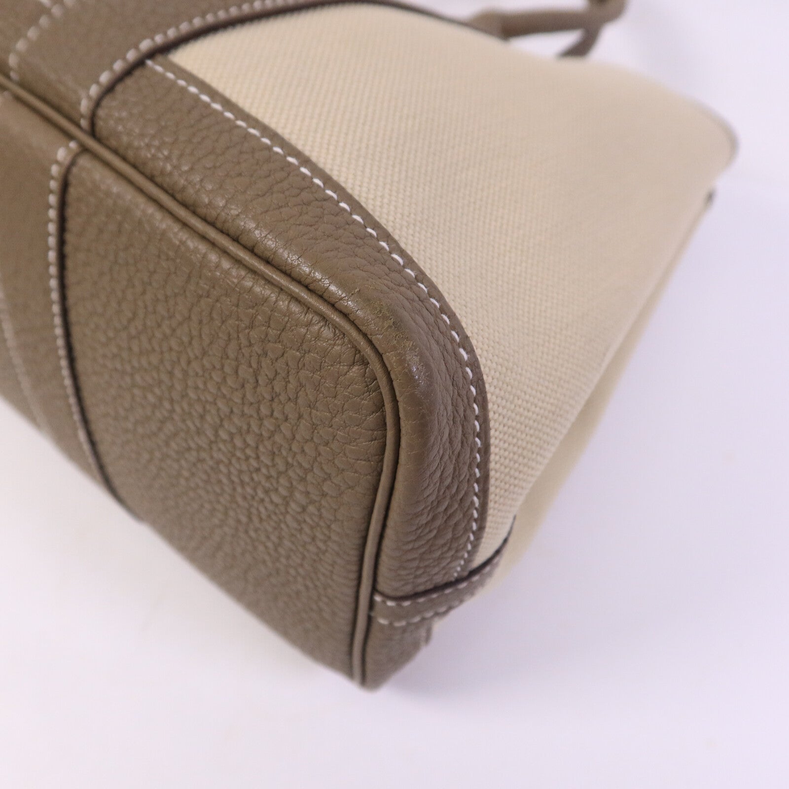 HERMES 皮革/帆布Garden Party TPM手挽袋Etoupe/Beton